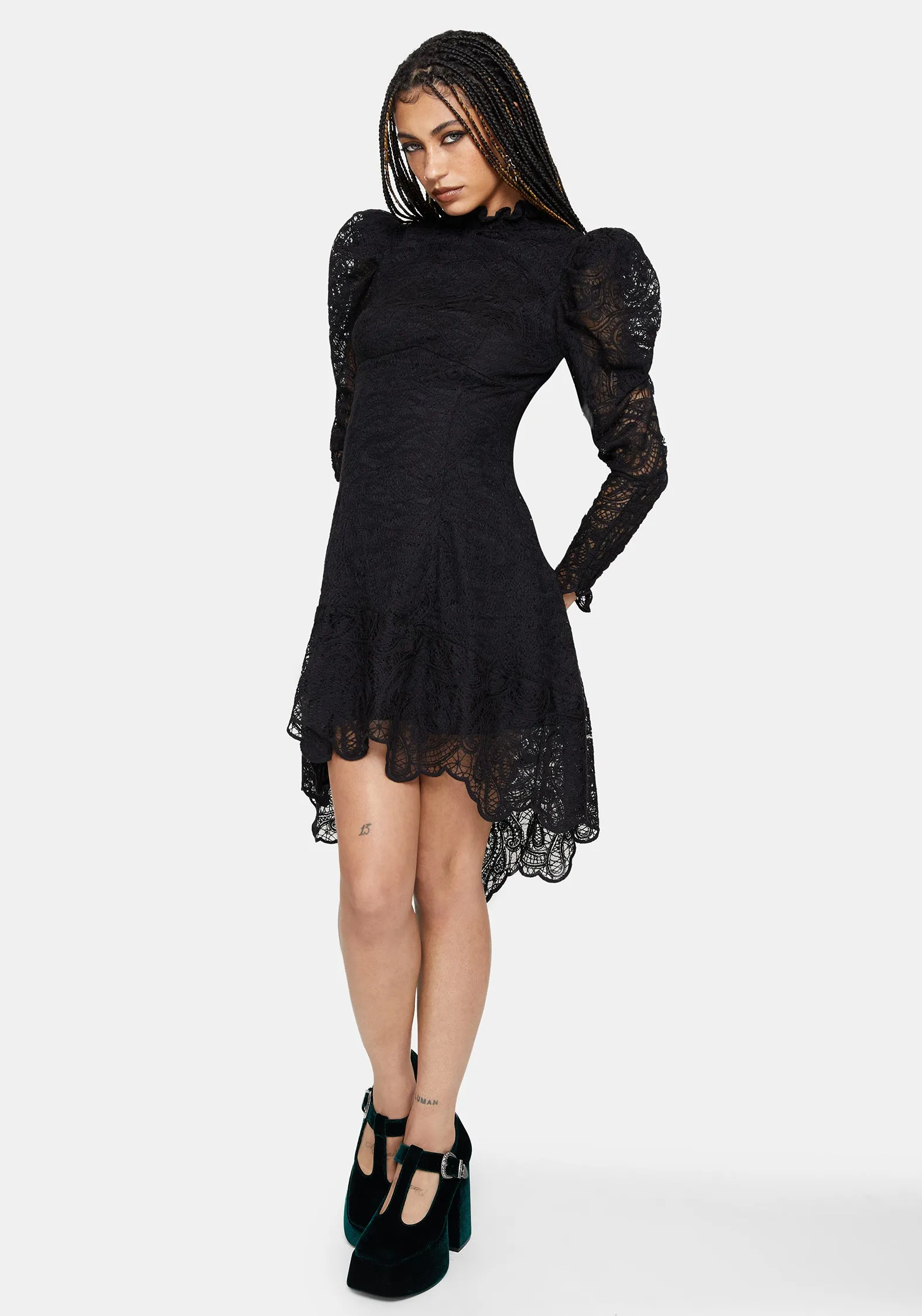 Lyra High Neck Lace Mini Dress sold by Disturbia product image thumbnail 5