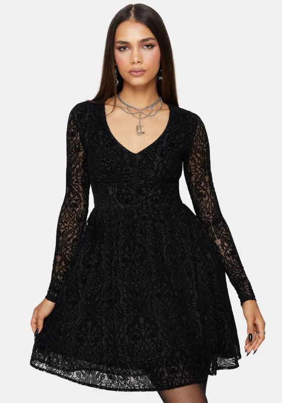 Disrupt Flocked Mesh Mini Dress sold by Disturbia