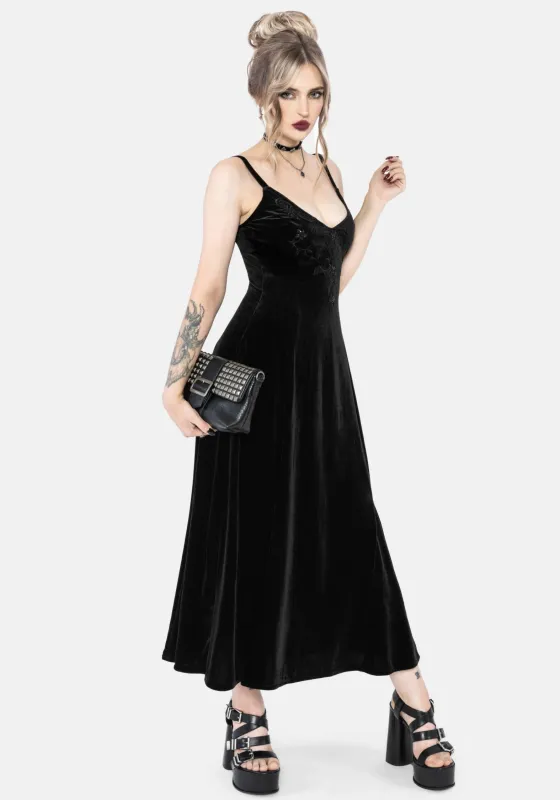 Opia Cami Beaded Embroidered Velour Midaxi Dress sold by Disturbia
