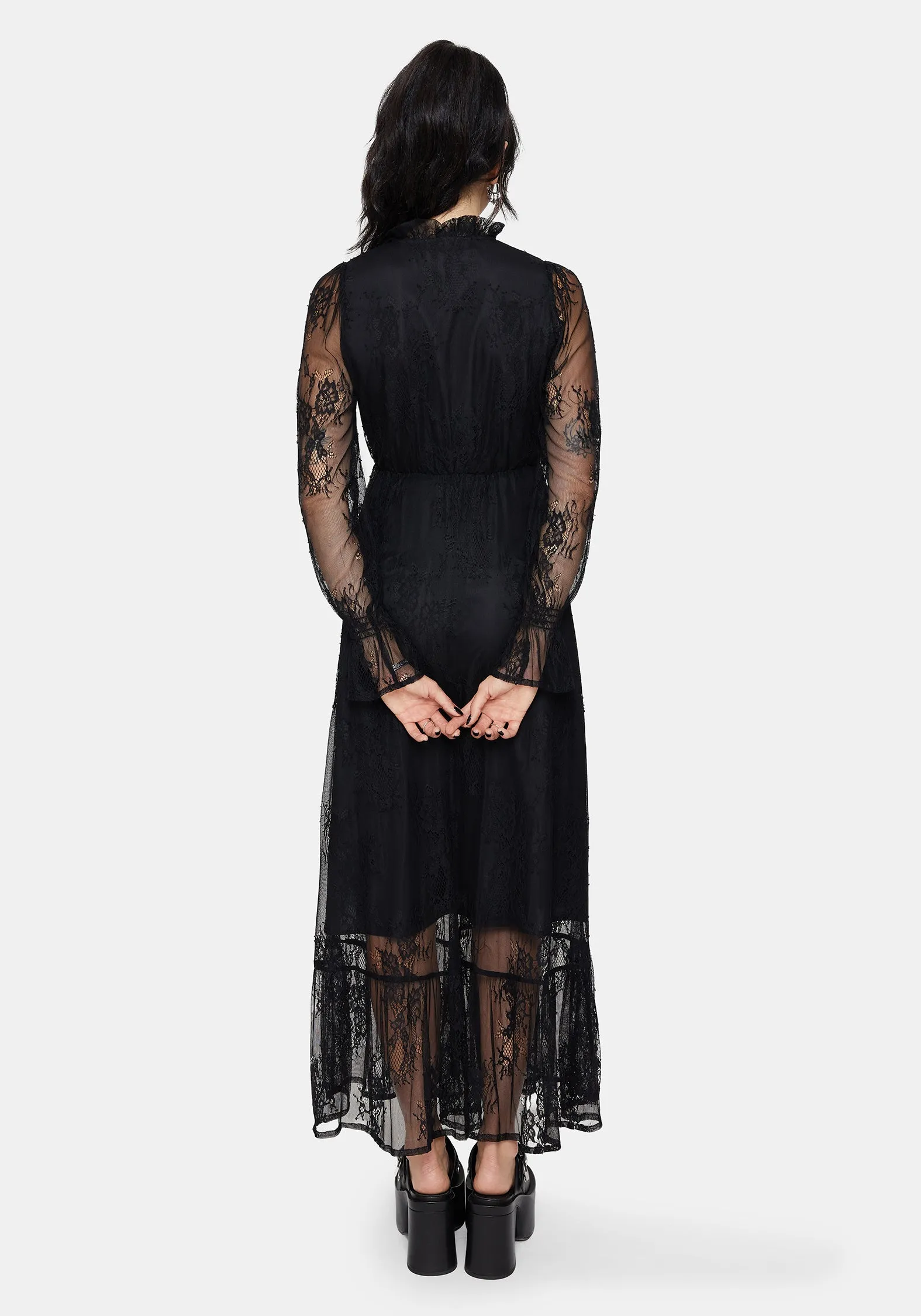 Bertha Lace Tiered Long Sleeve Maxi Dress sold by Disturbia product image thumbnail 3