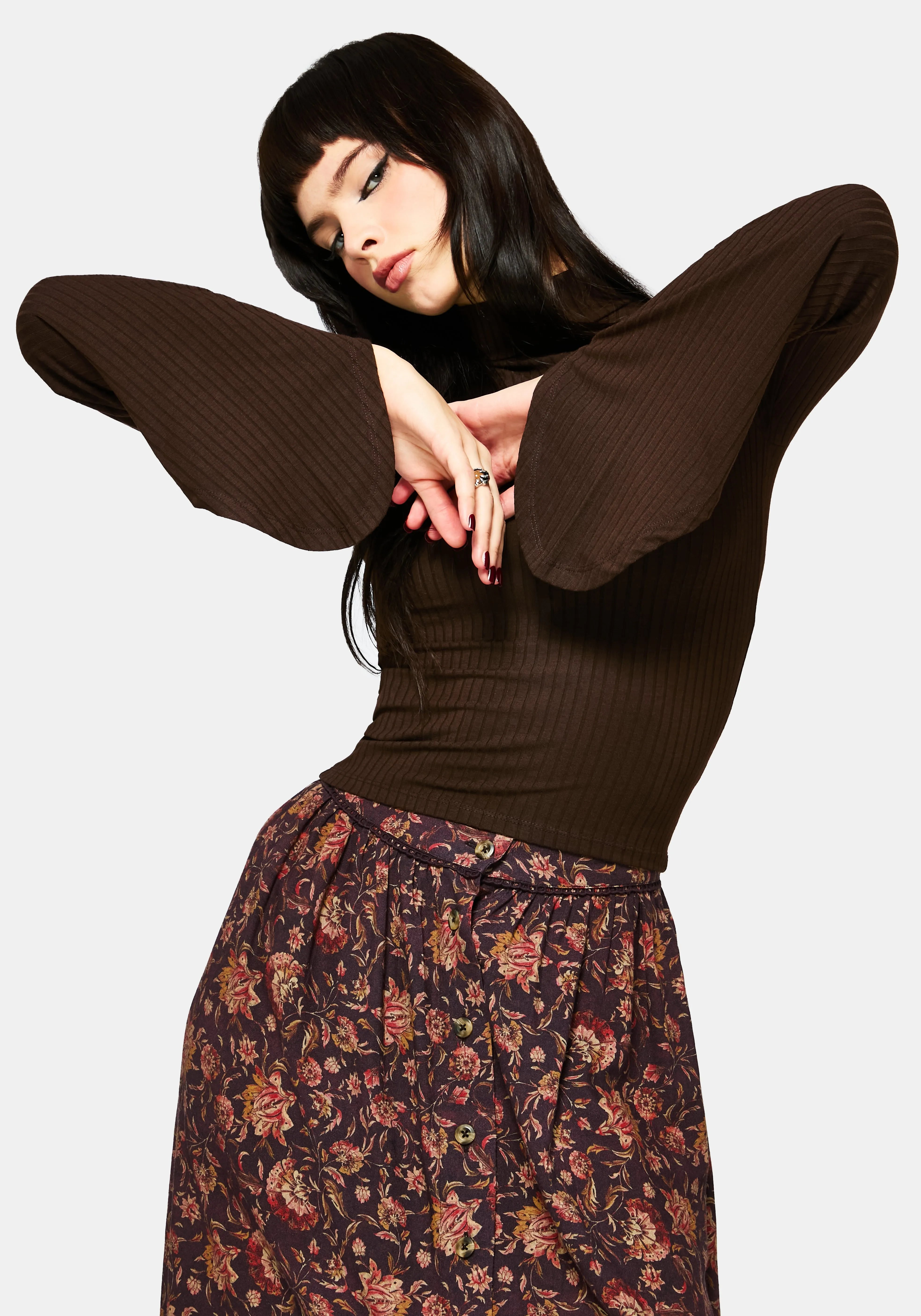Amata Flared Sleeve Top - Brown sold by Disturbia product image thumbnail 5