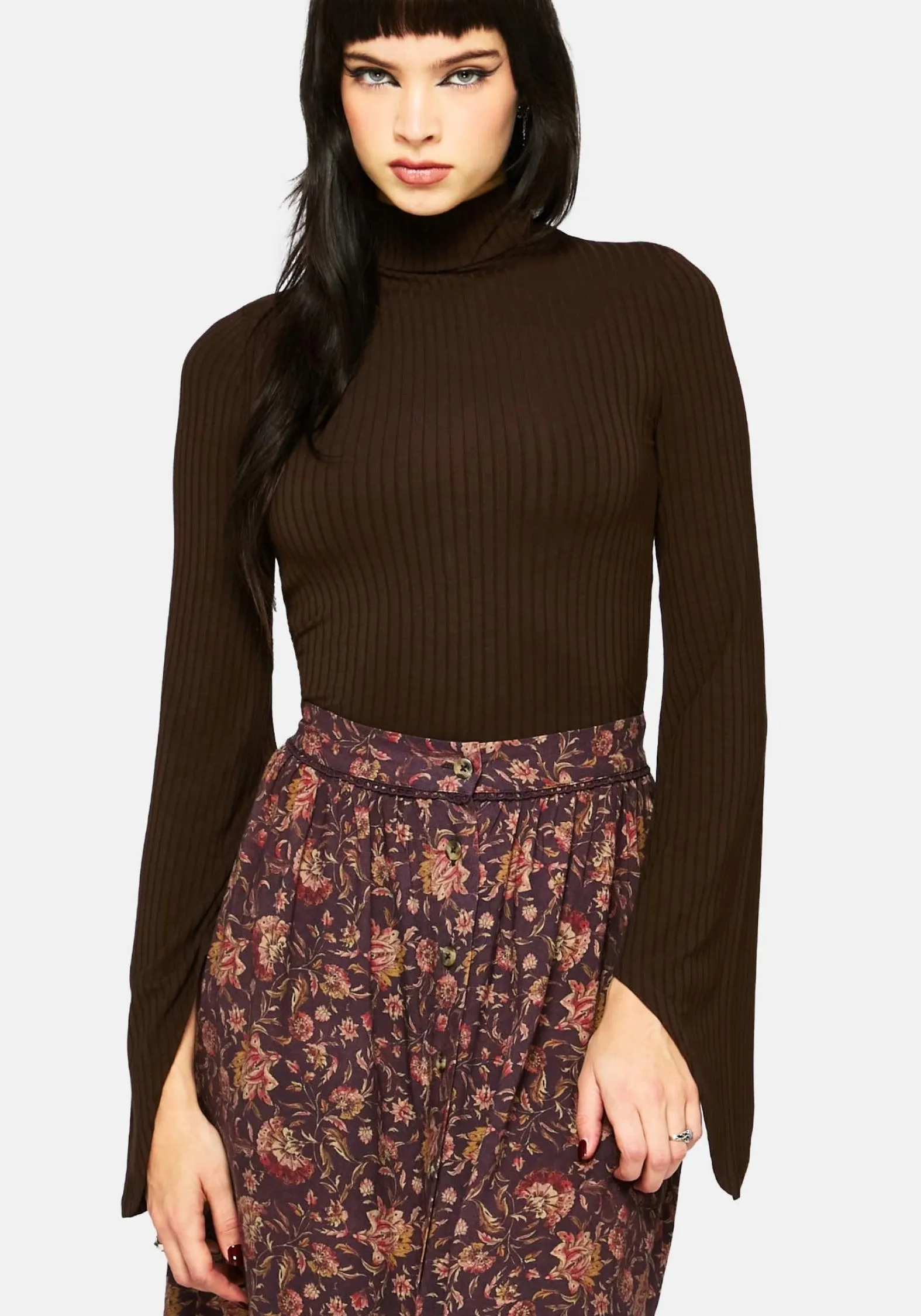 Amata Flared Sleeve Top - Brown sold by Disturbia