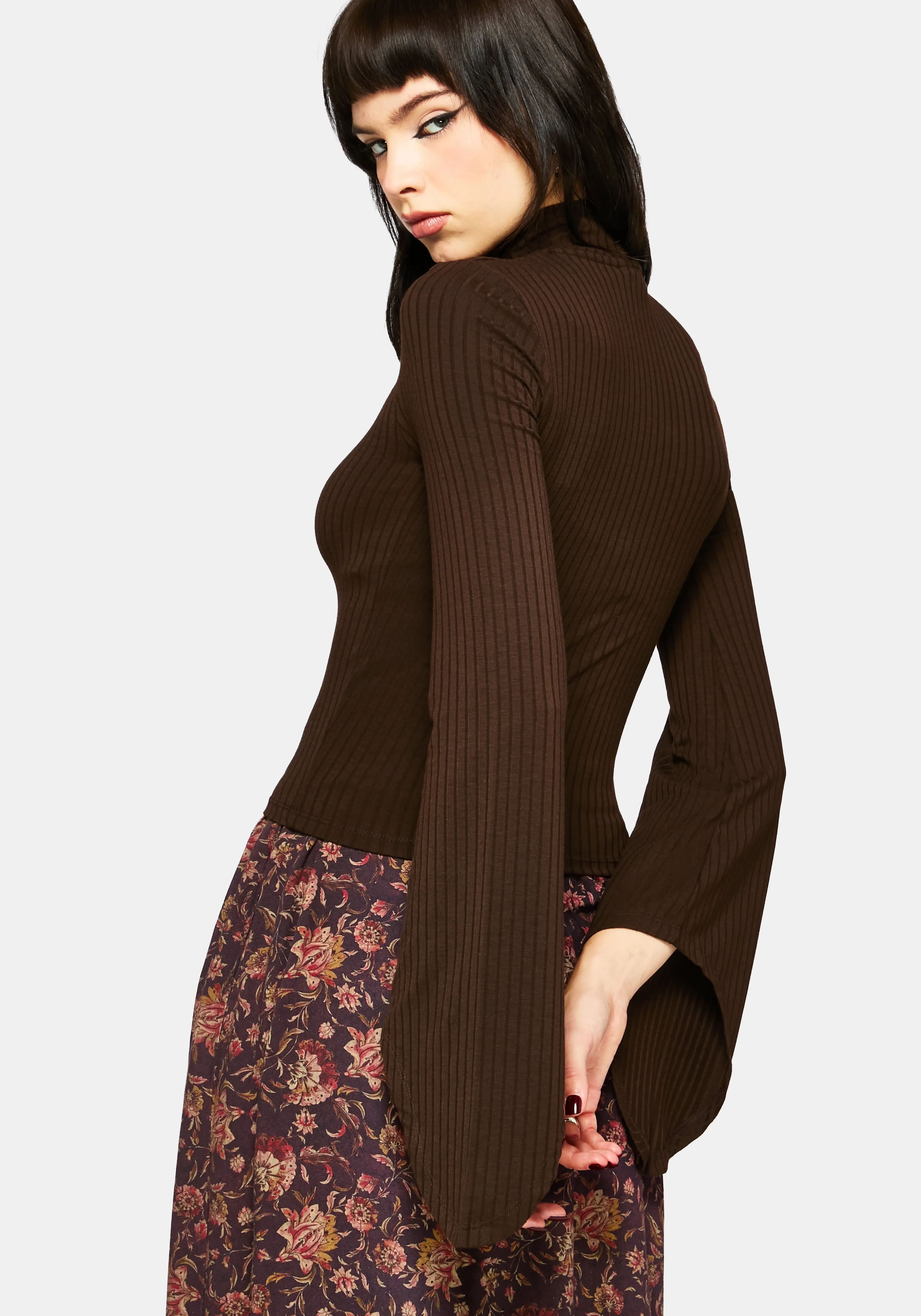 Amata Flared Sleeve Top - Brown sold by Disturbia product image thumbnail 3