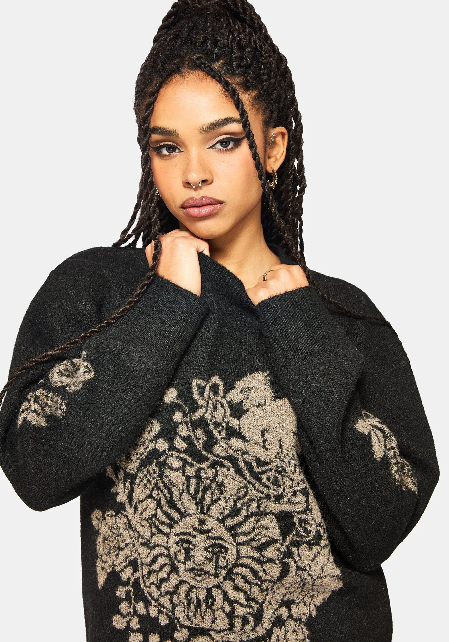 Dia Fringe Hem Jacquard Knit Jumper sold by Disturbia product image thumbnail 2
