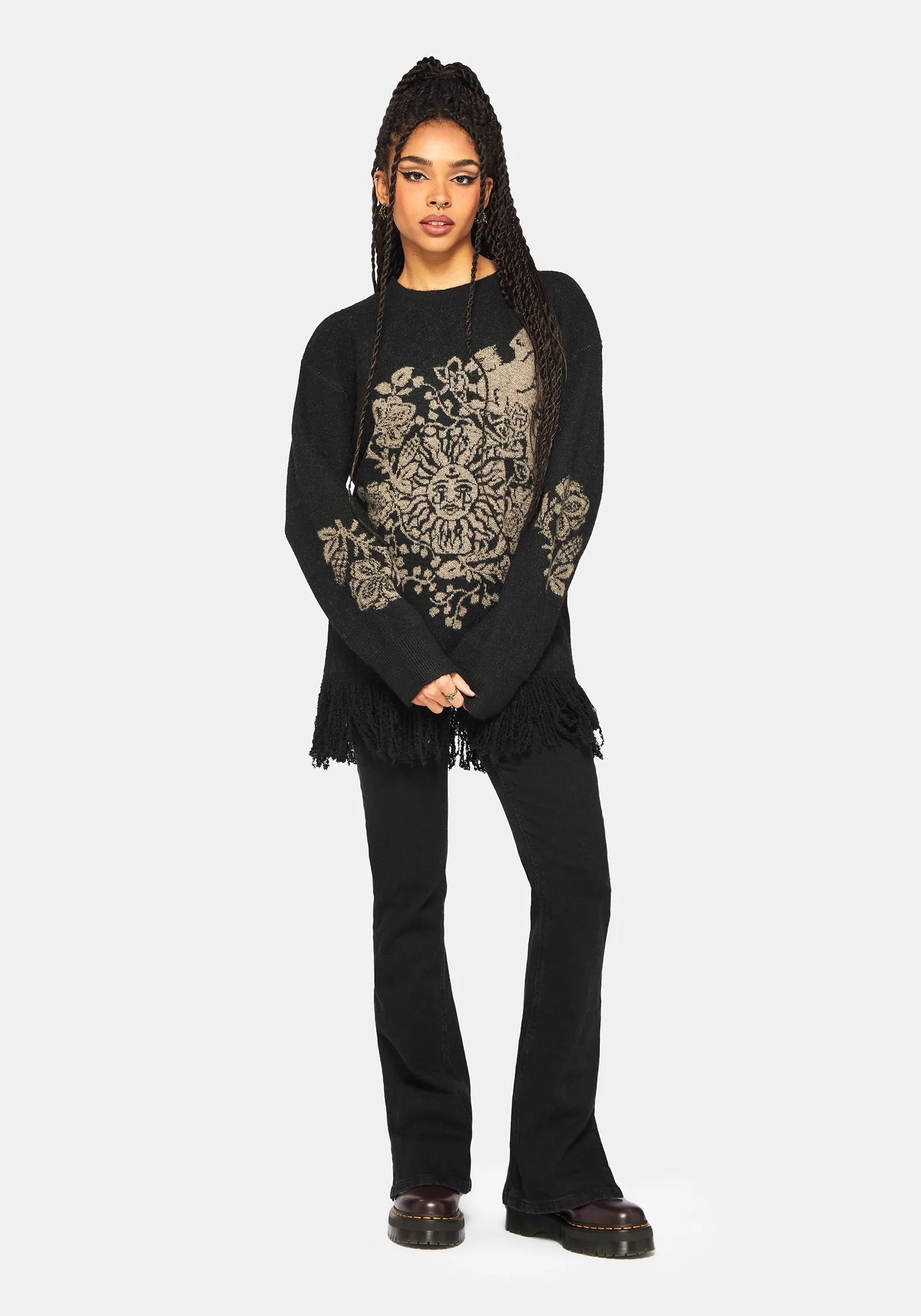 Dia Fringe Hem Jacquard Knit Jumper sold by Disturbia product image thumbnail 5