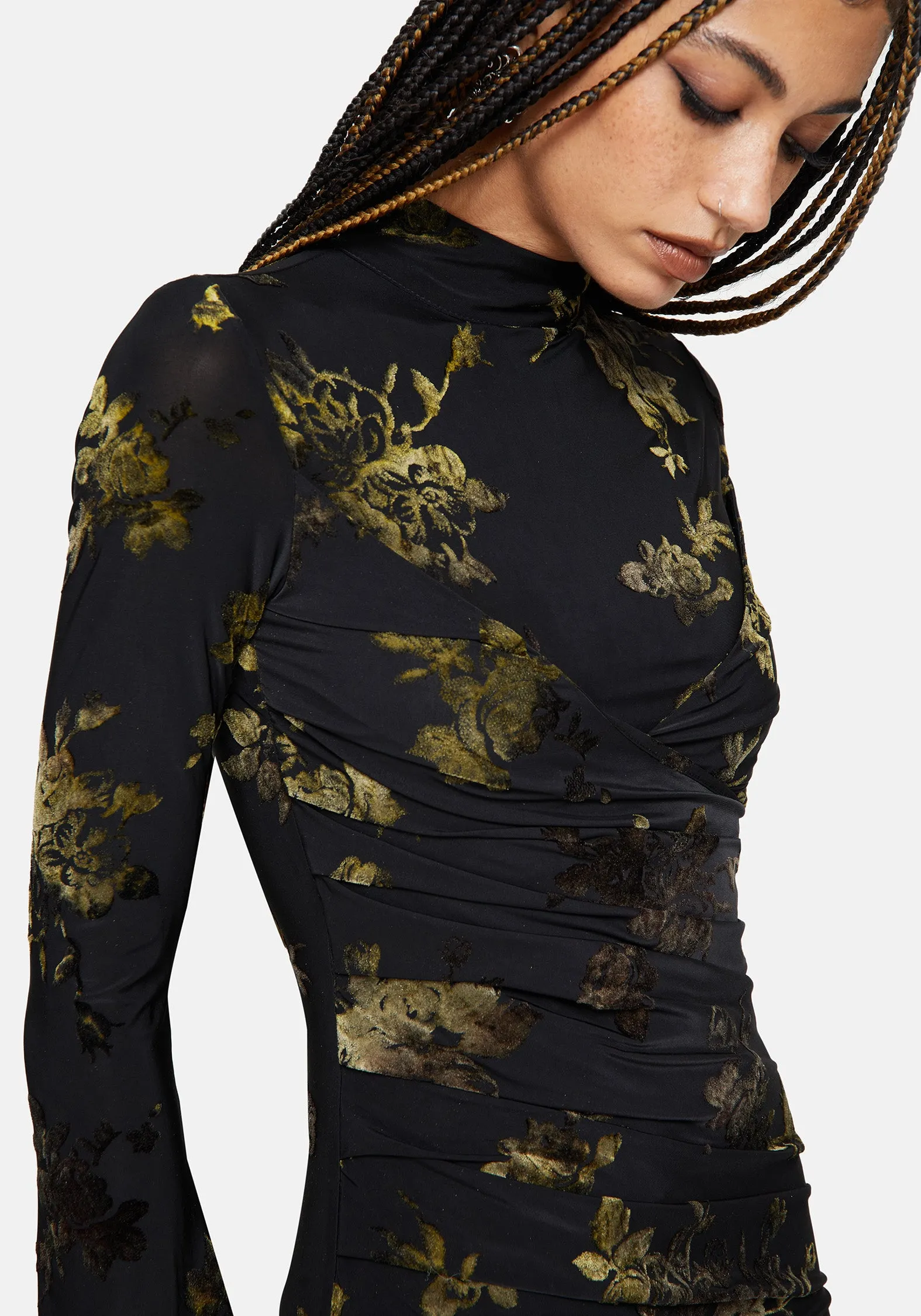 Velda Floral Flocked Mesh Maxi Dress sold by Disturbia product image thumbnail 2