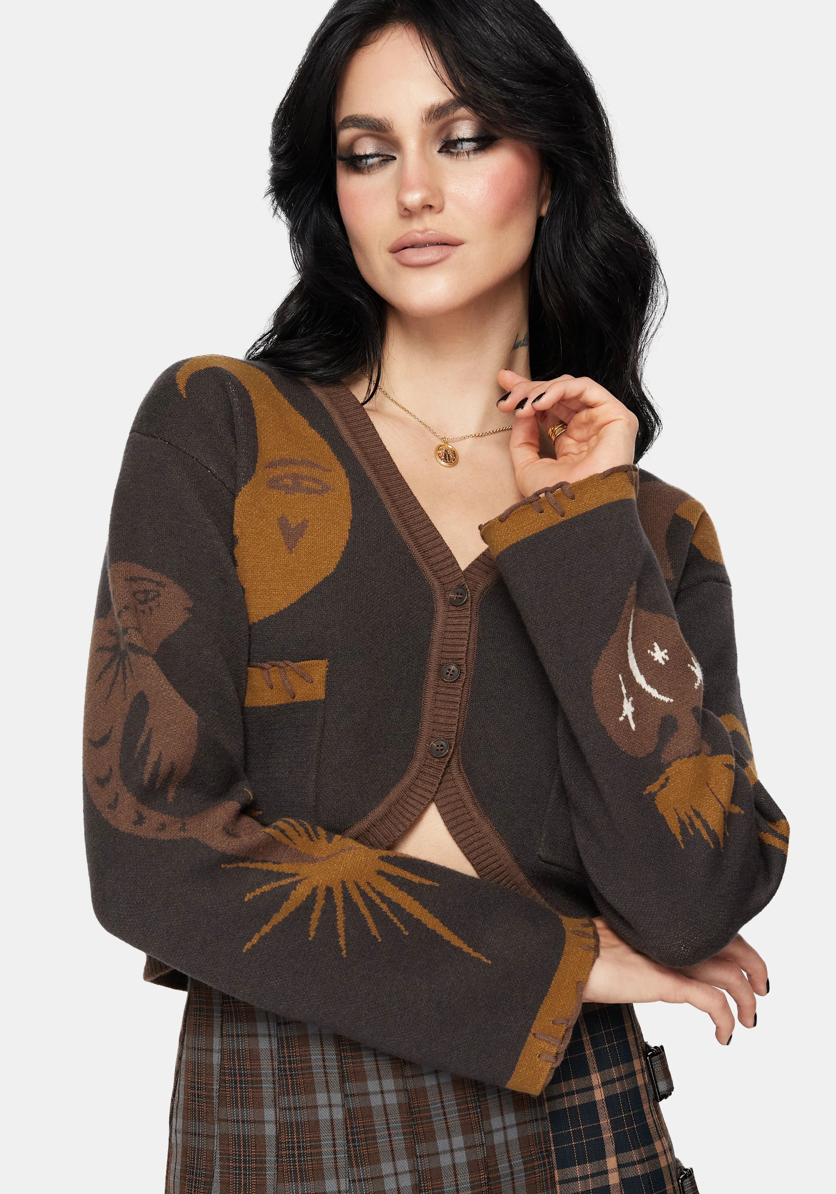 Starfall Moon Jacquard Knit Cardigan sold by Disturbia