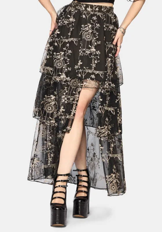 Stellar Vine Split Tiered Tulle Skirt sold by Disturbia