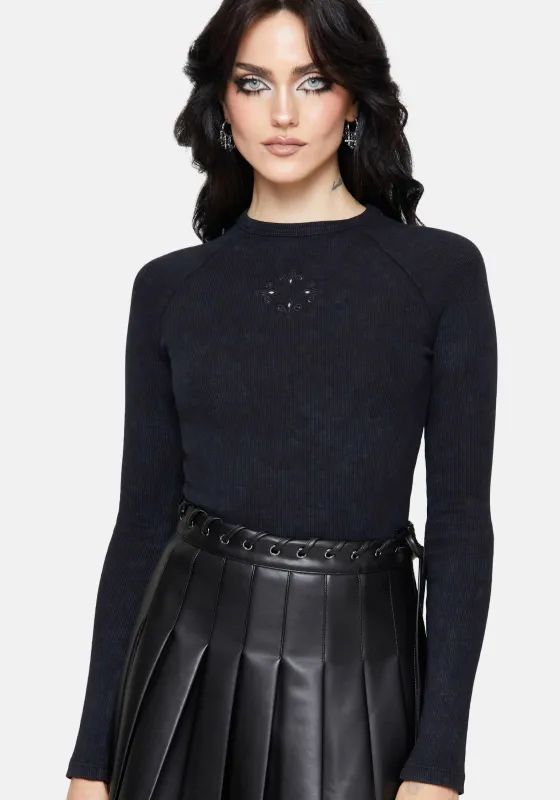 Christina Cotton Cut Out Detail Long Sleeved Top sold by Disturbia