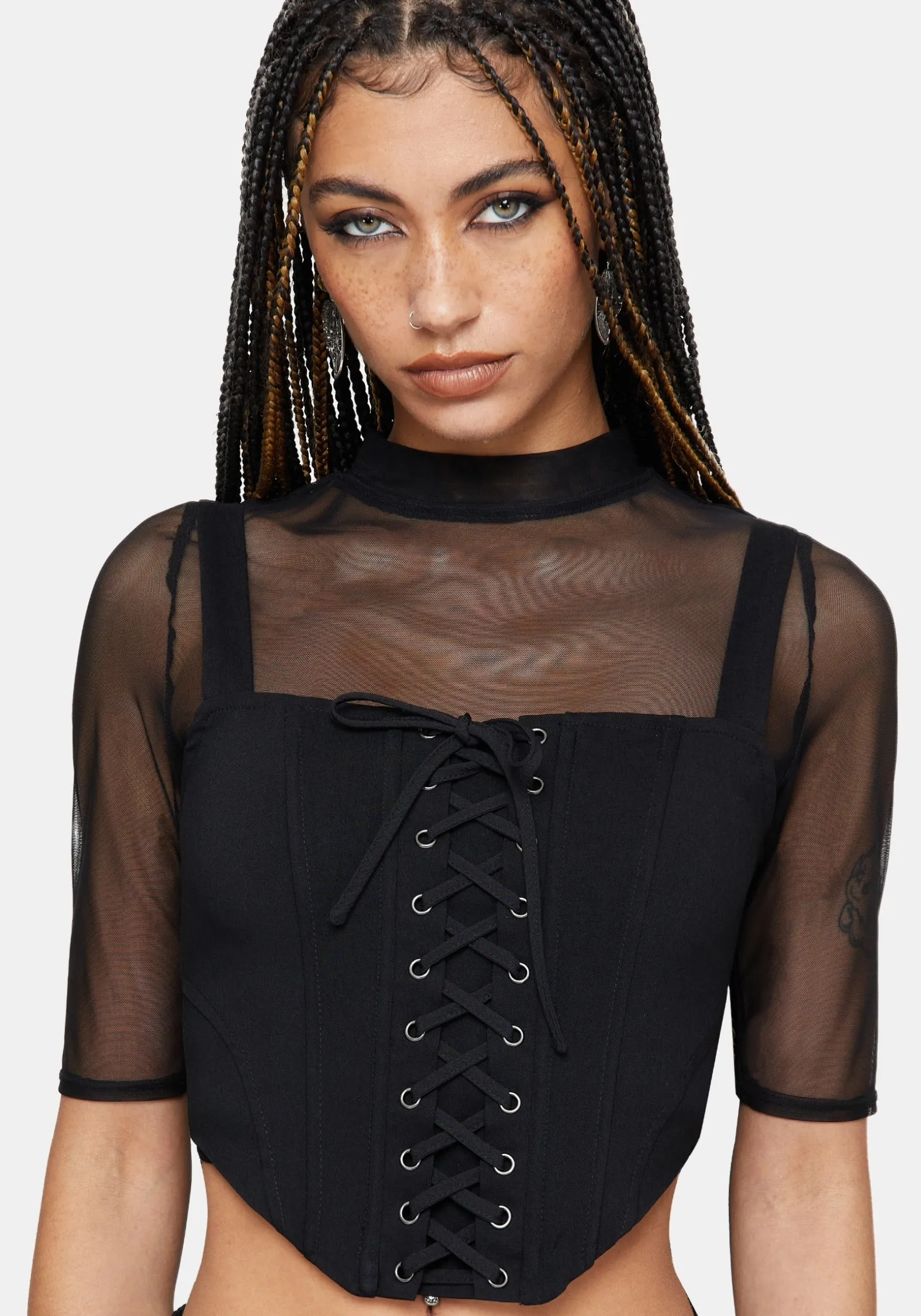 Miranda Lace Up Corset Top sold by Disturbia