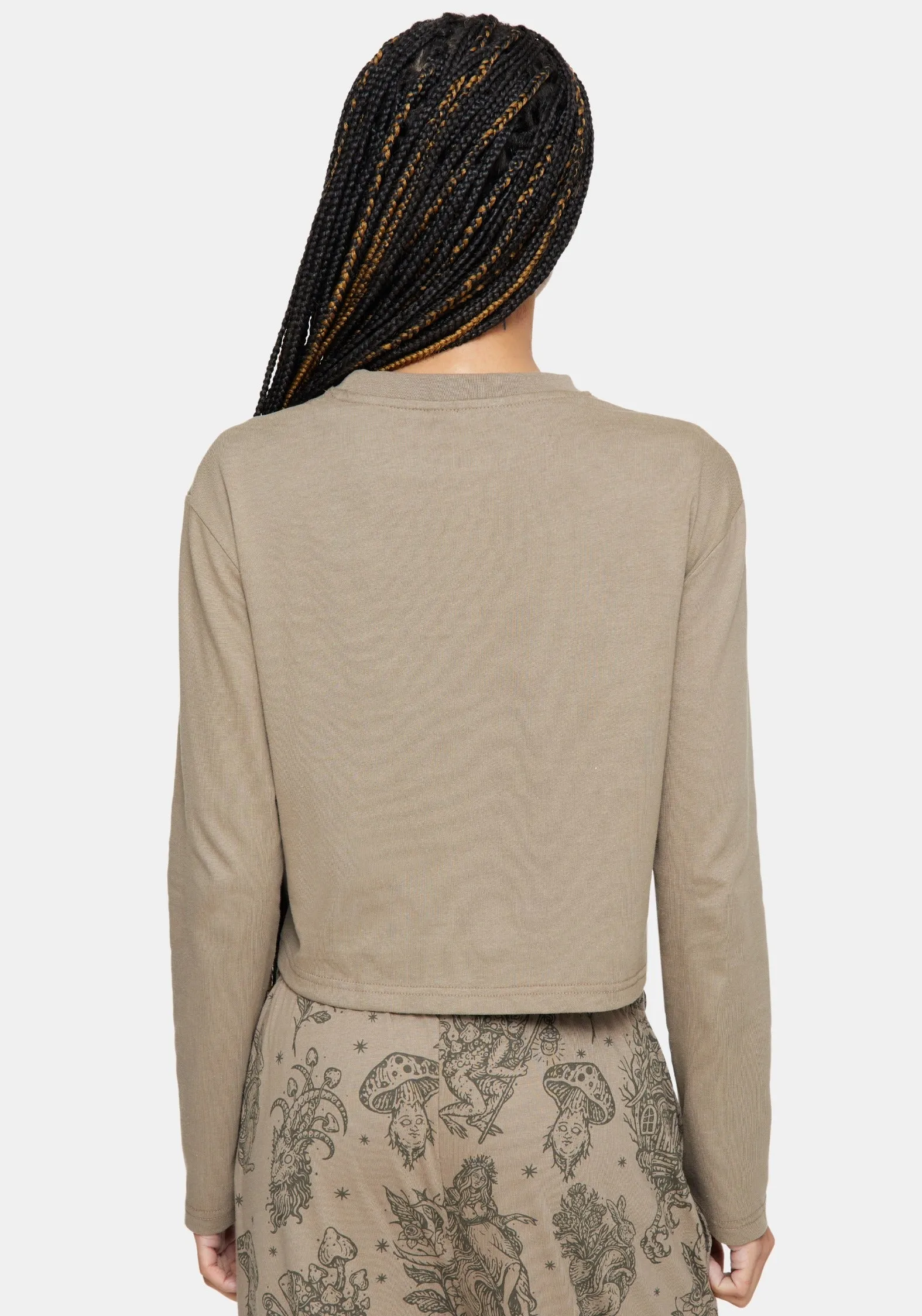 Hexborn Baba Yaga Embroidered Long Sleeve Pyjama Tee sold by Disturbia product image thumbnail 3