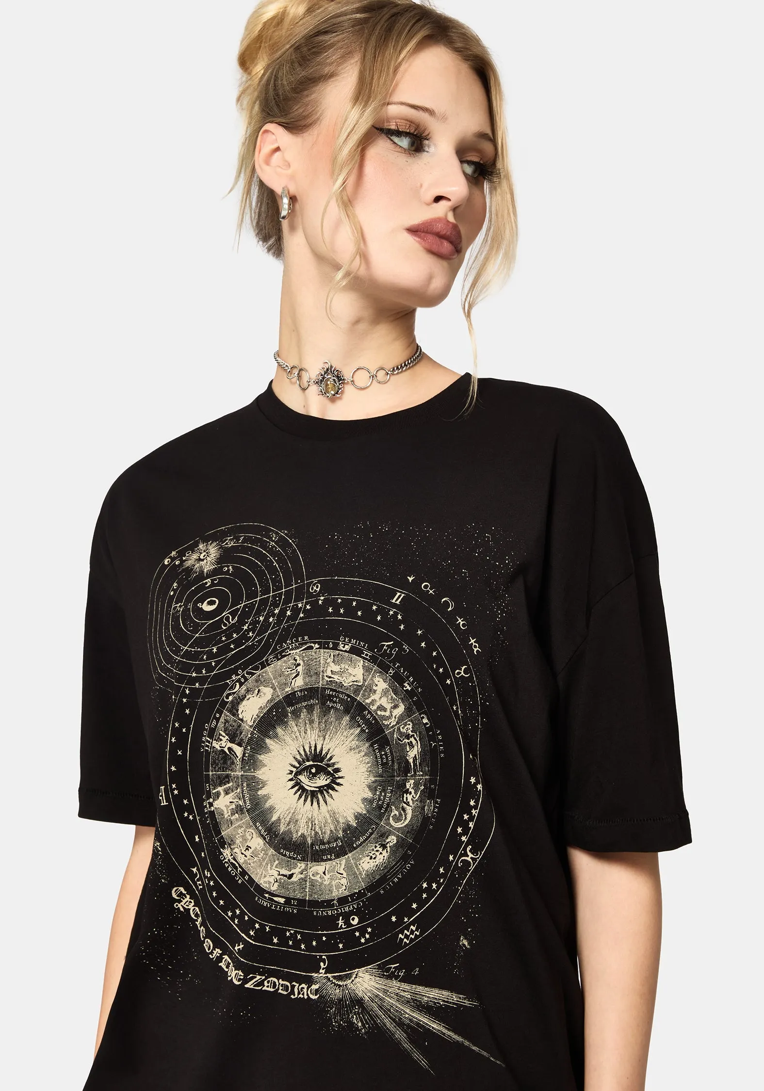 Elise Zodiac Celestial Print Oversized T-Shirt sold by Disturbia product image thumbnail 2
