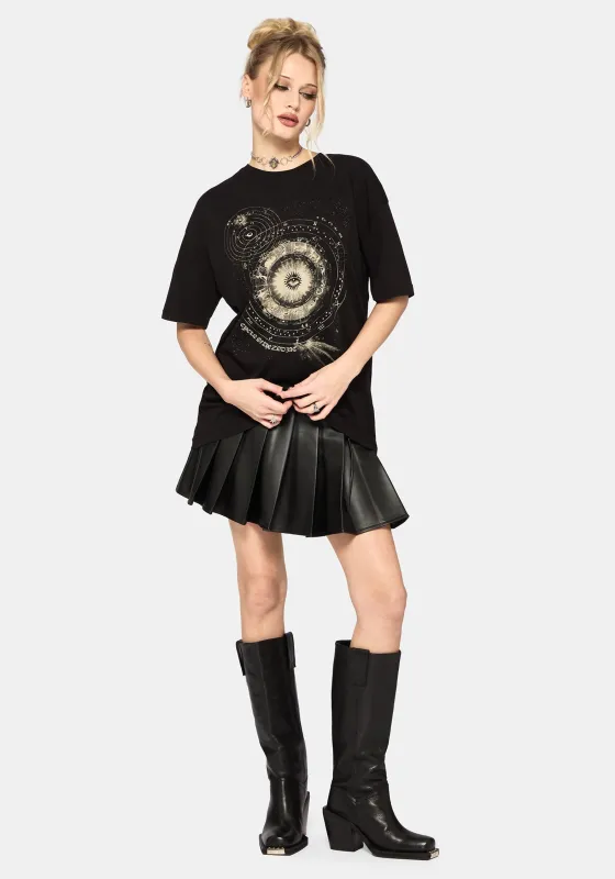 Elise Zodiac Celestial Print Oversized T-Shirt sold by Disturbia