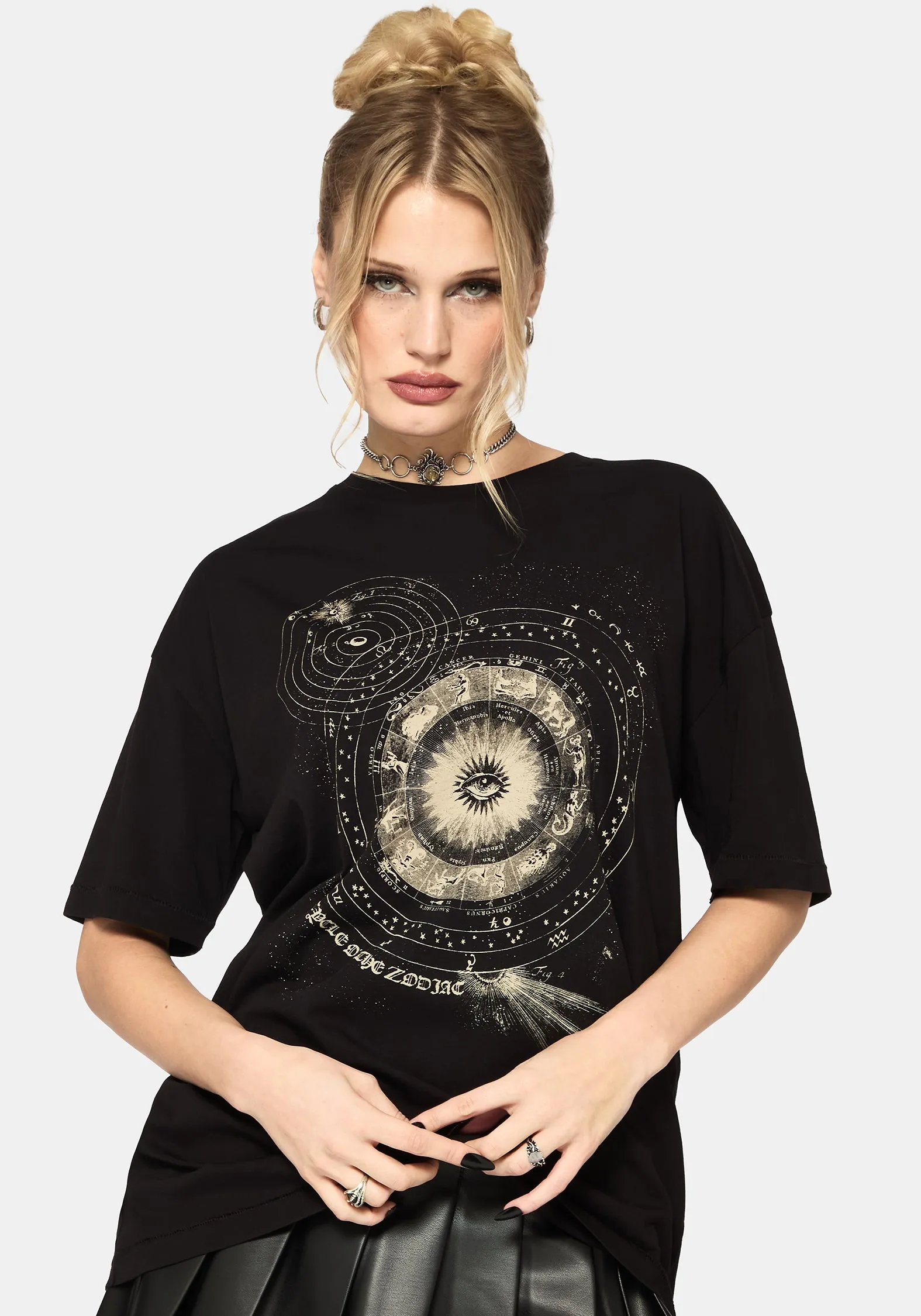 Elise Zodiac Celestial Print Oversized T-Shirt sold by Disturbia product image thumbnail 3