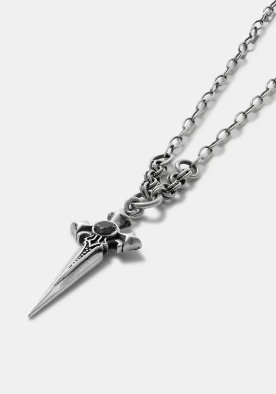 Sica Sword Sterling Silver Black Spinel Necklace made by Disturbia