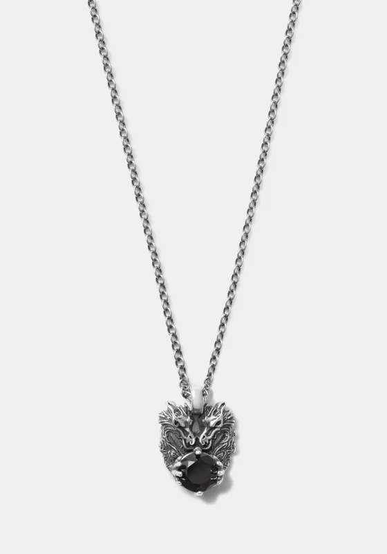 Querida Sterling Silver Black Spinel Dragon Pendant made by Disturbia