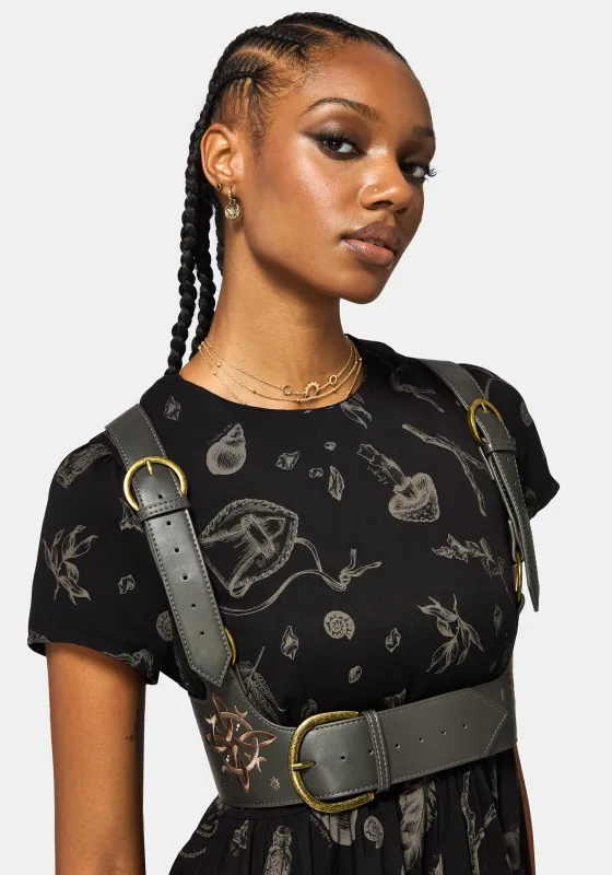 Nyelle Witch Embroidered Harness sold by Disturbia