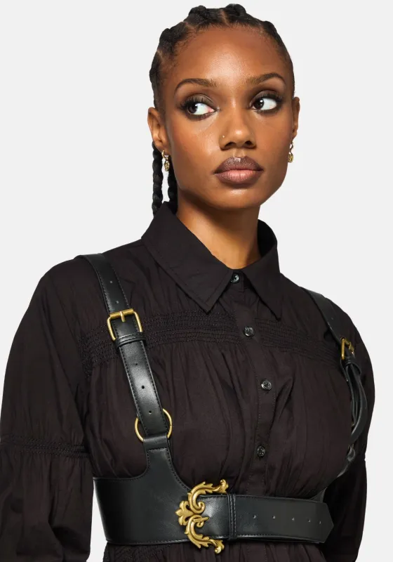 Fleur de Lis Buckle Harness sold by Disturbia