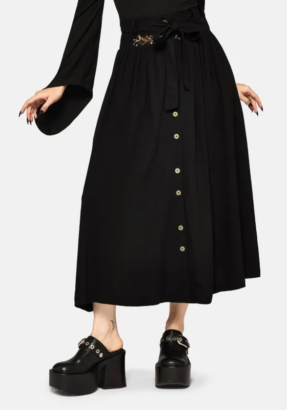 Abellona Embroidered Tie Waist Midaxi Skirt made by Disturbia