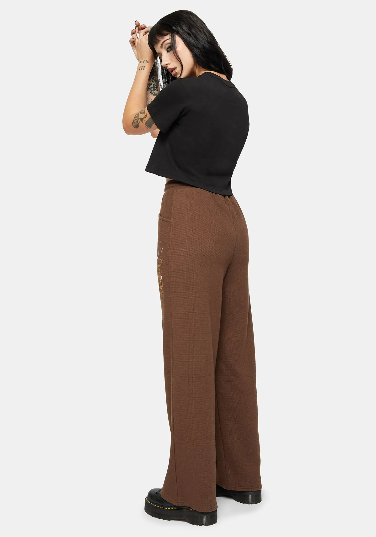 Abellona Waffle Embroidered Wide Leg Jogger sold by Disturbia product image thumbnail 3