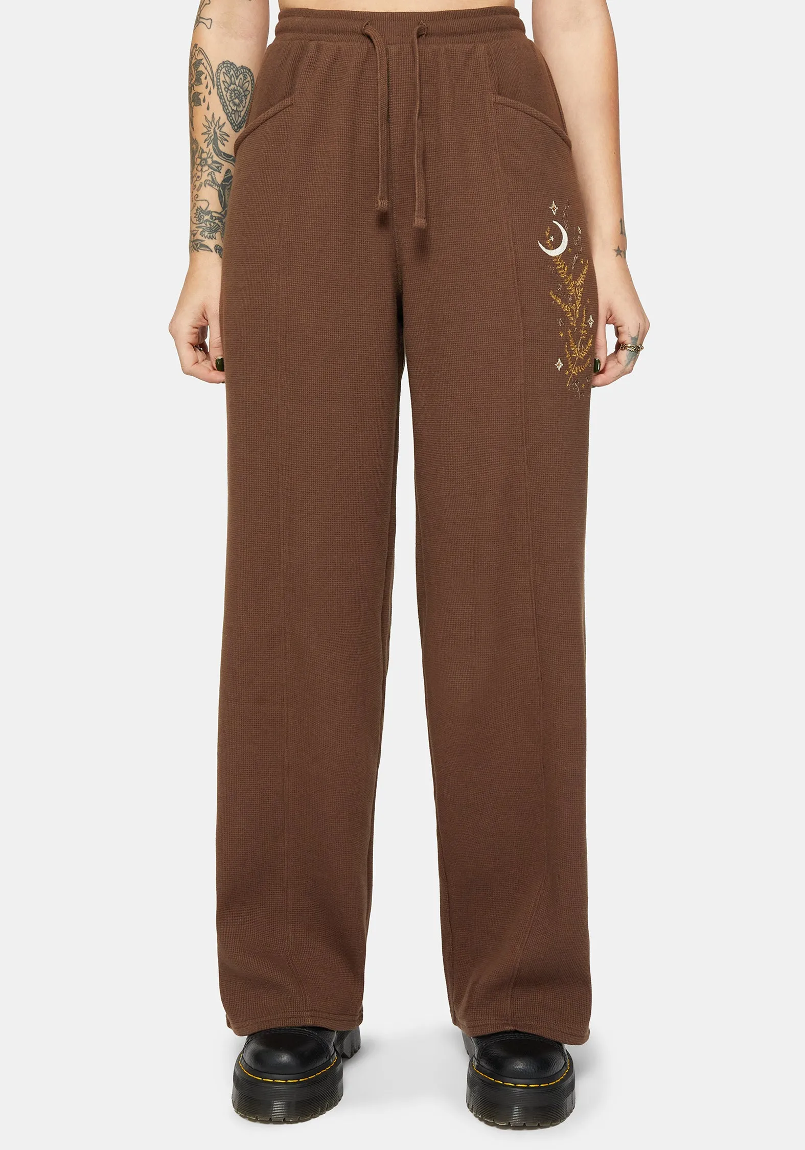 Abellona Waffle Embroidered Wide Leg Jogger sold by Disturbia