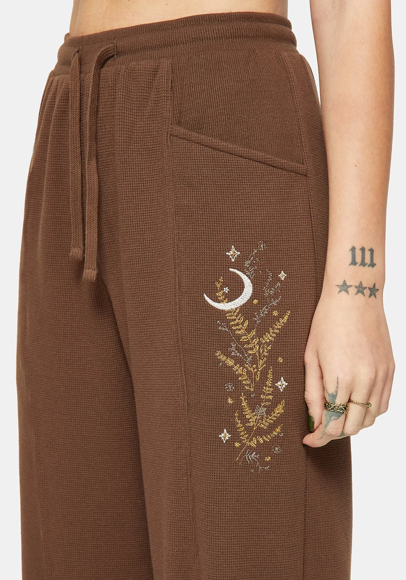 Abellona Waffle Embroidered Wide Leg Jogger sold by Disturbia product image thumbnail 2