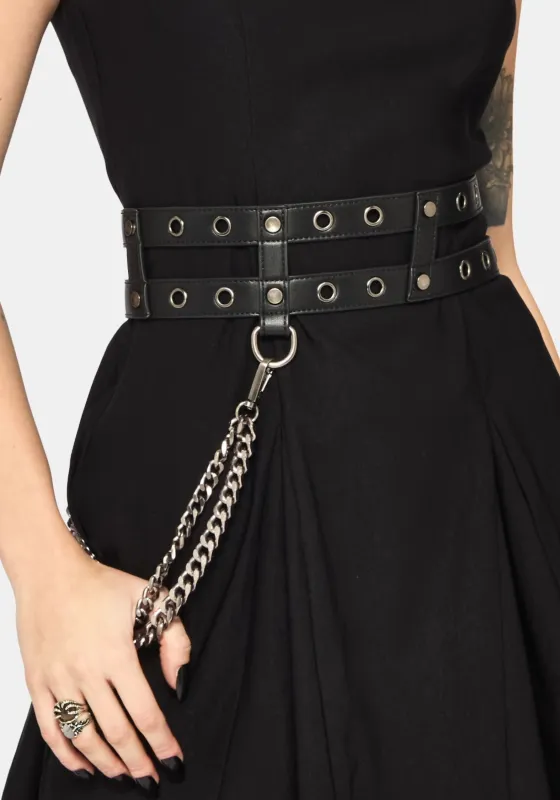Kryne Eyelet Double Buckle Belt made by Disturbia