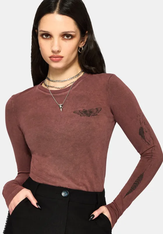 Wicked Feather Long Sleeved Fitted Tee made by Disturbia