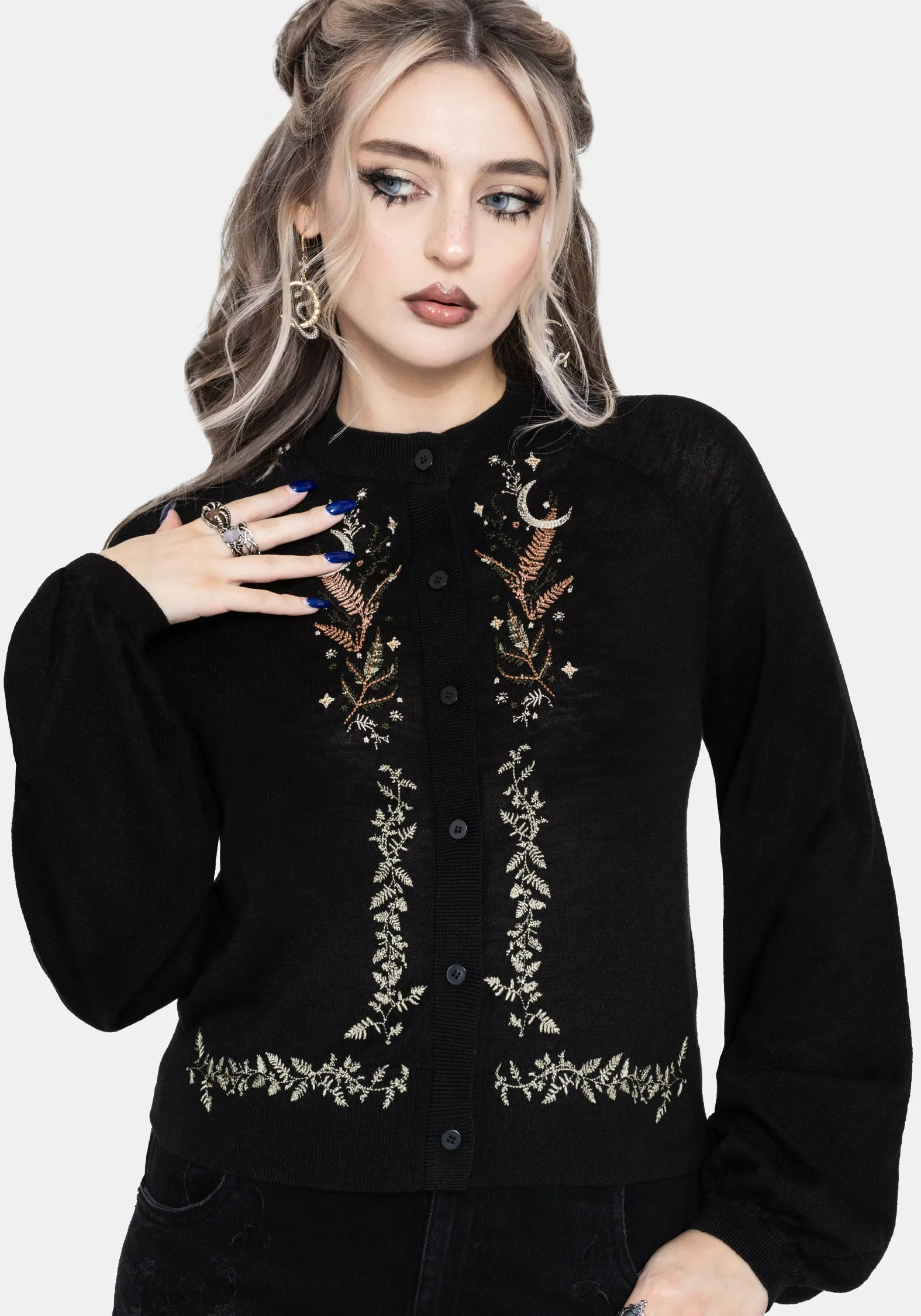 Abellona Lightweight Fine Embroidered Knit Cardigan sold by Disturbia product image thumbnail 4