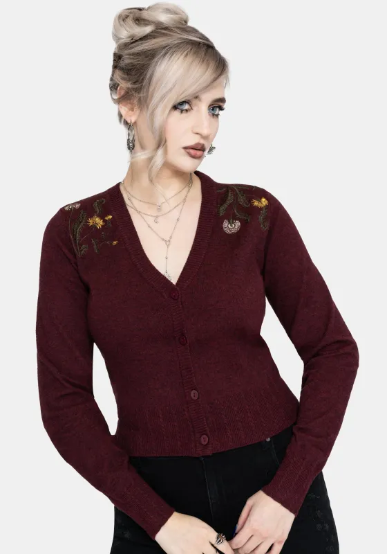 Elowyn Dandelion Embroidered Pointelle Knit Cardigan made by Disturbia