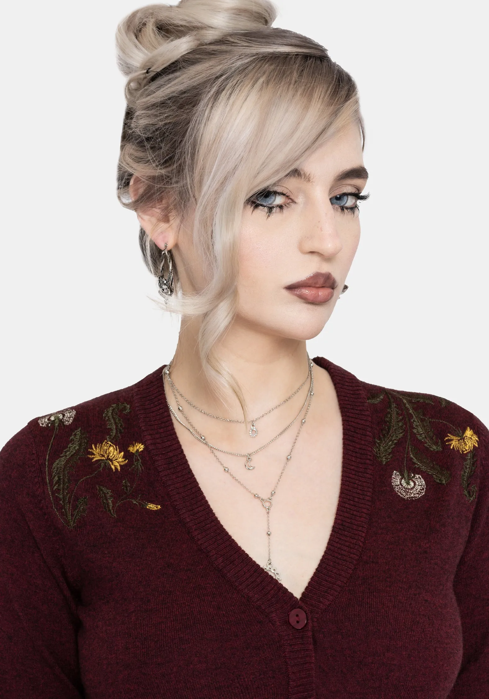 Elowyn Dandelion Embroidered Pointelle Knit Cardigan sold by Disturbia product image thumbnail 5