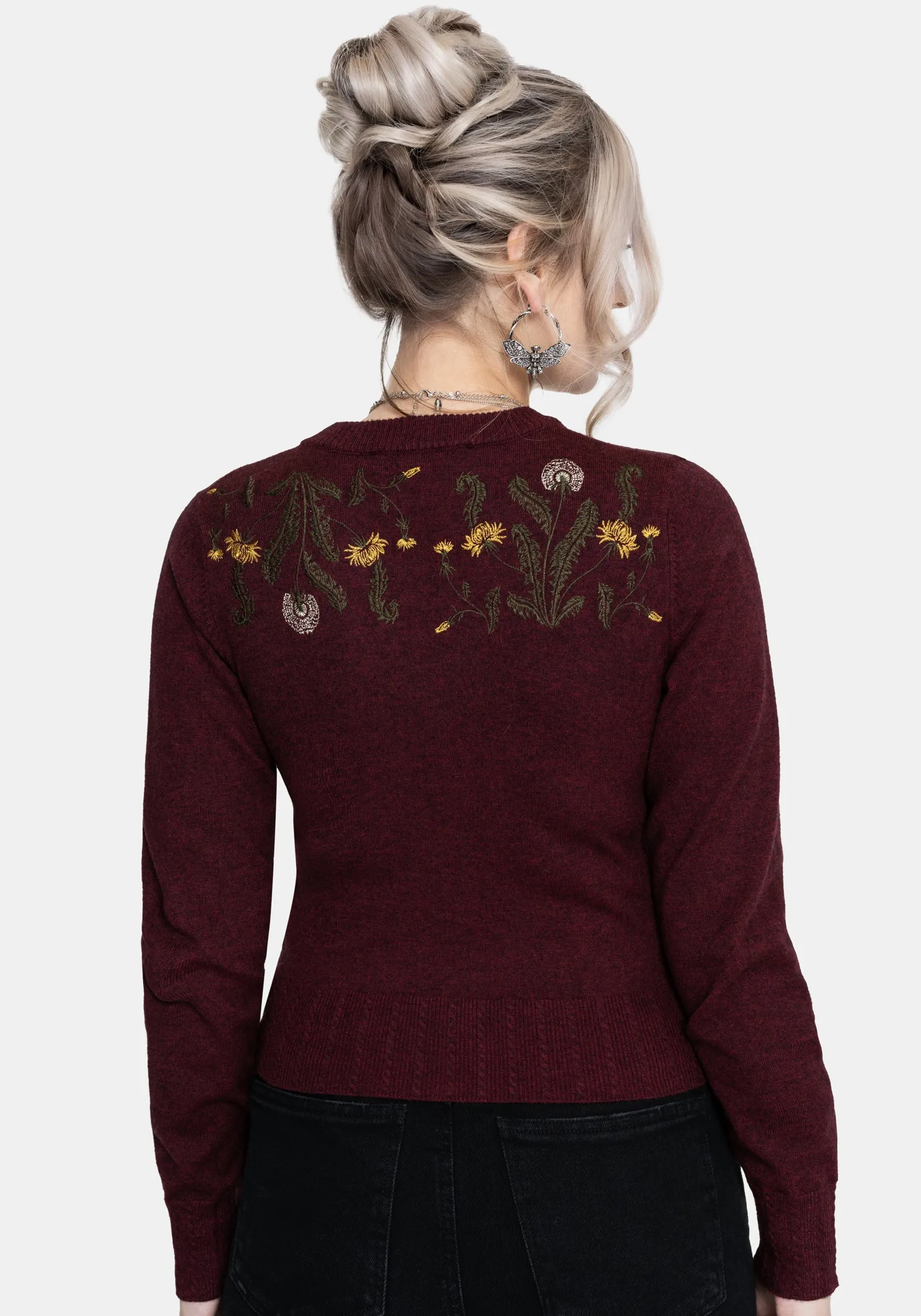 Elowyn Dandelion Embroidered Pointelle Knit Cardigan sold by Disturbia product image thumbnail 3