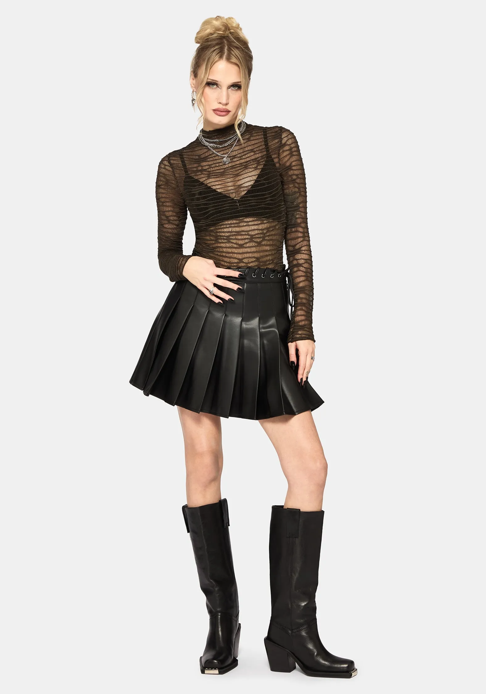 Lior Mesh Distorted Knit Top sold by Disturbia product image thumbnail 5