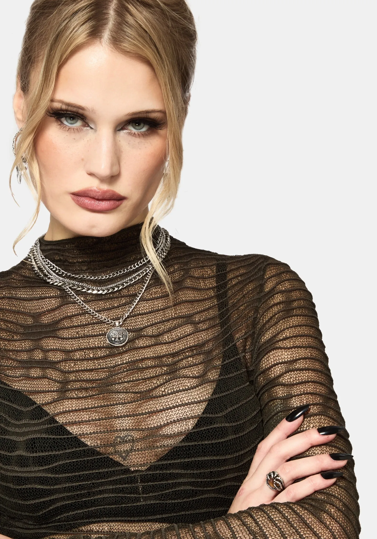 Lior Mesh Distorted Knit Top sold by Disturbia product image thumbnail 2