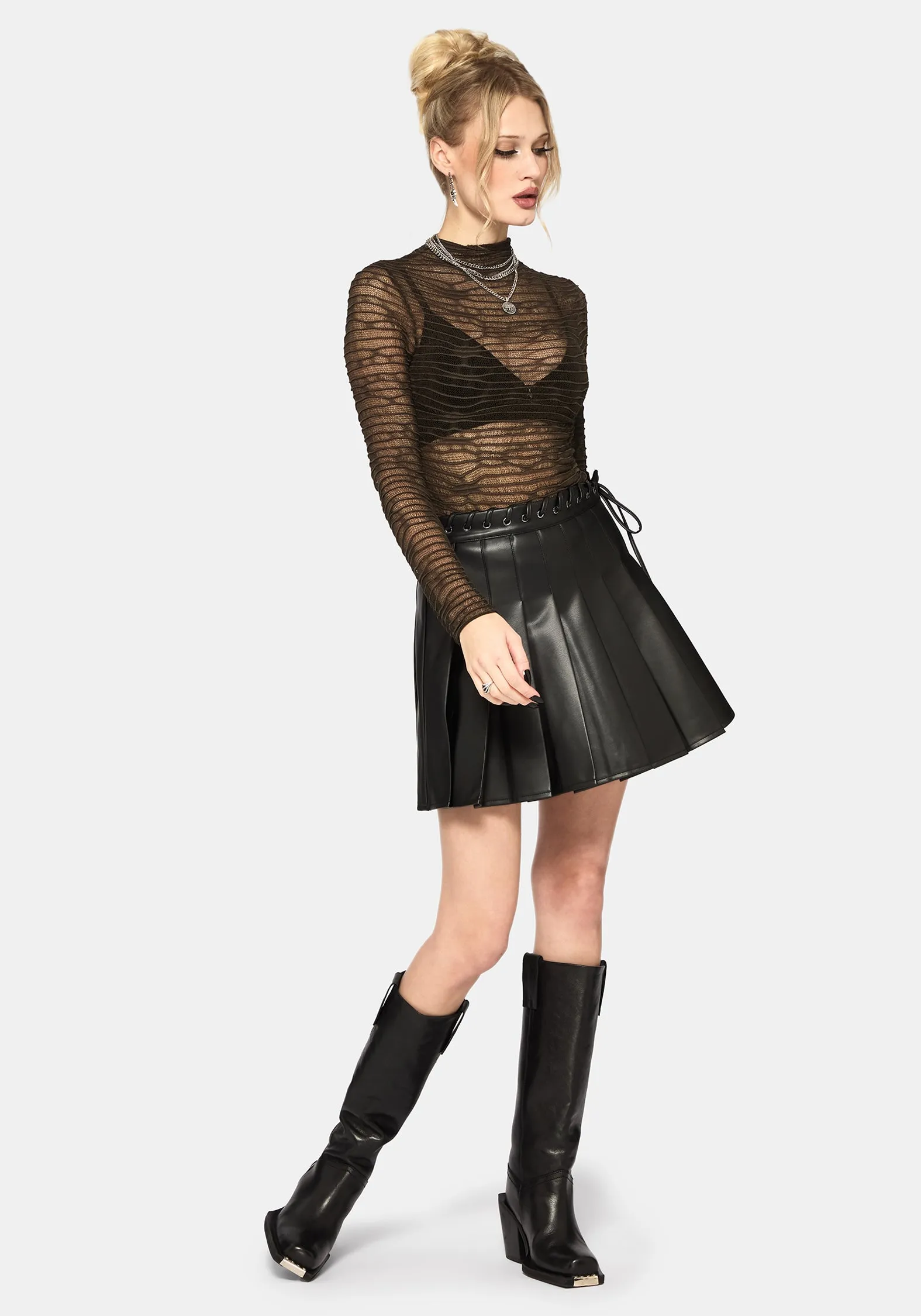 Lior Mesh Distorted Knit Top sold by Disturbia product image thumbnail 4