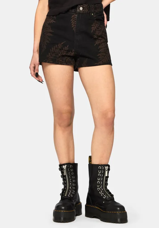 Ruin Fern Printed Denim Short sold by Disturbia