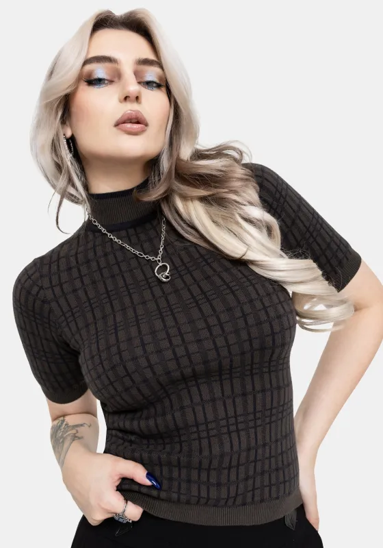 Glenna Check Knit Top made by Disturbia