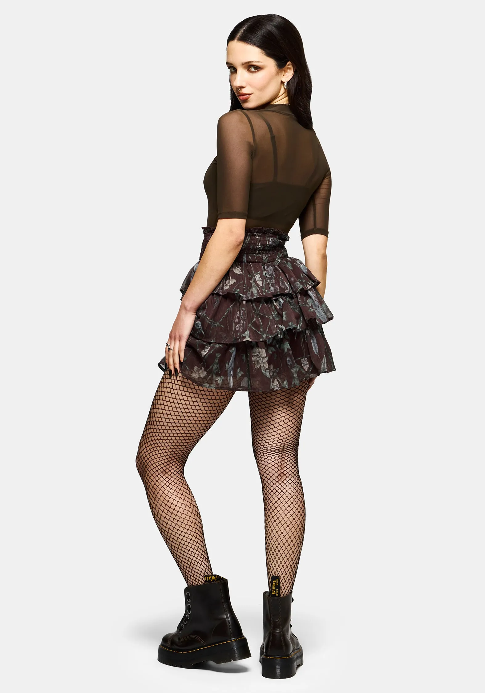 Dusha Garden Print Chiffon Ruffle Mini Skirt sold by Disturbia product image thumbnail 3