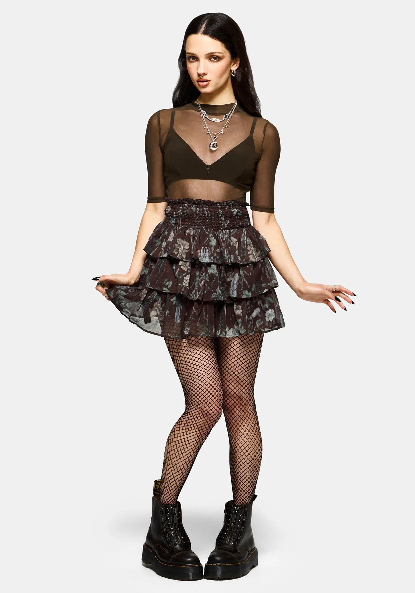Dusha Garden Print Chiffon Ruffle Mini Skirt sold by Disturbia product image thumbnail 4