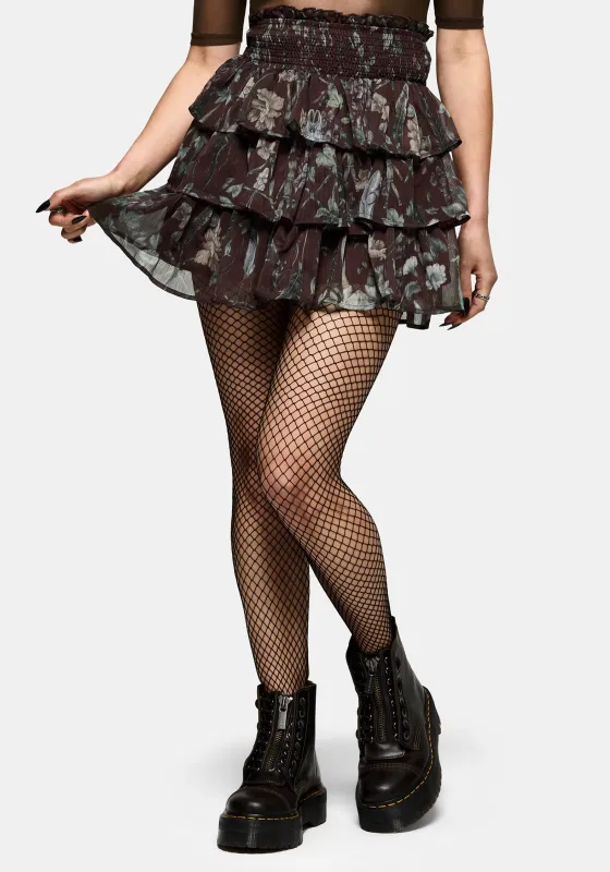 Dusha Garden Print Chiffon Ruffle Mini Skirt made by Disturbia