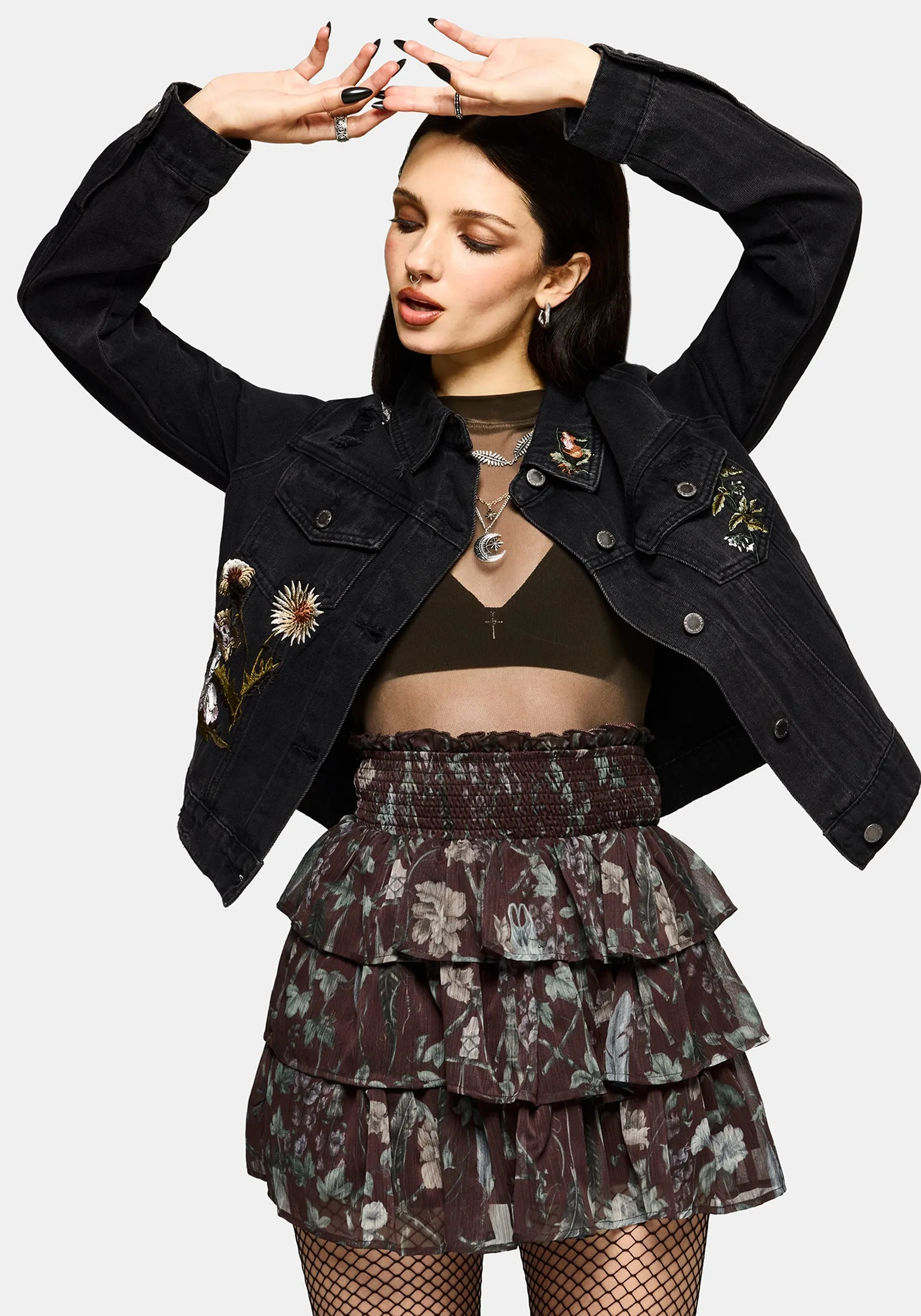 Dusha Garden Print Chiffon Ruffle Mini Skirt sold by Disturbia product image thumbnail 5