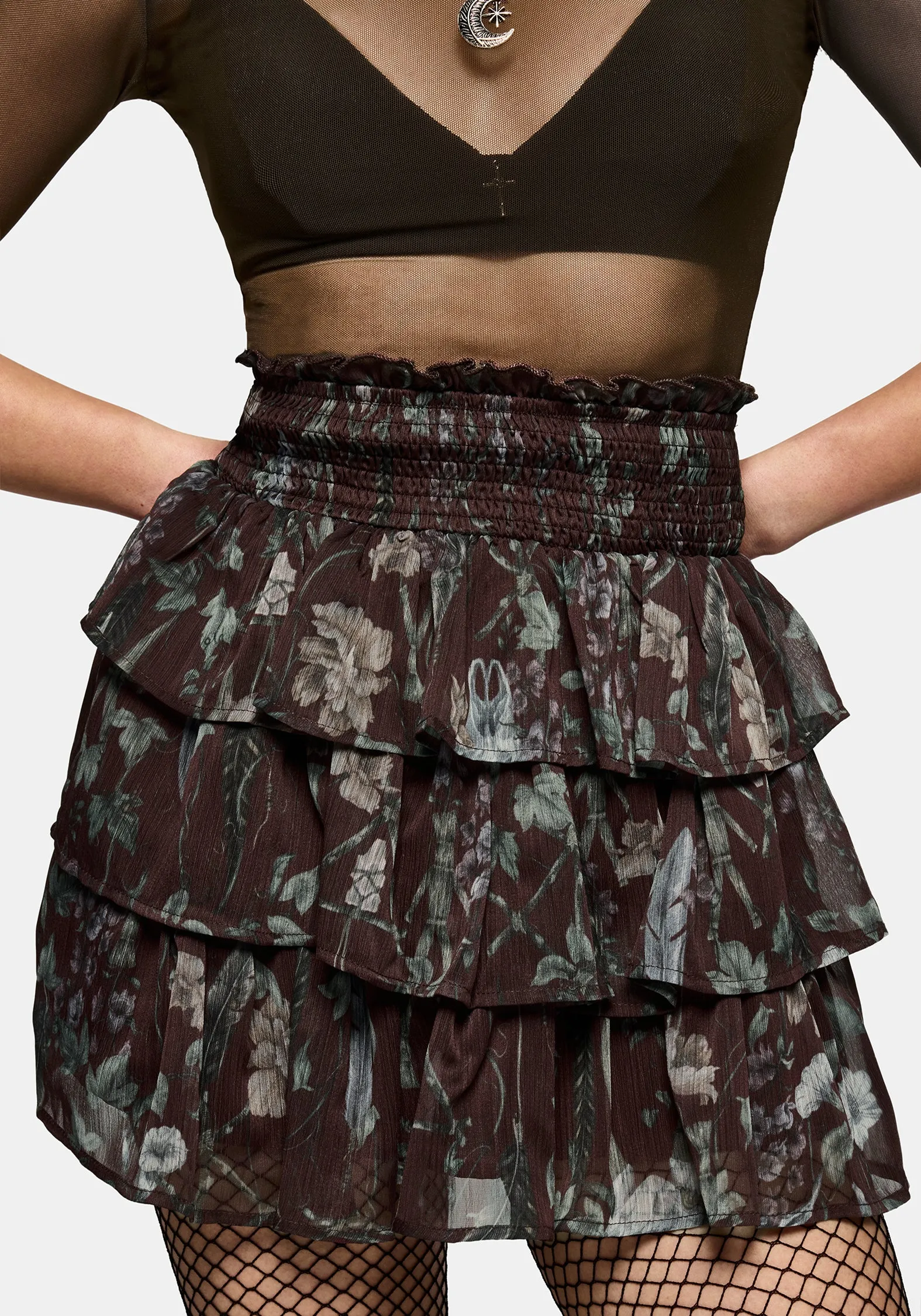 Dusha Garden Print Chiffon Ruffle Mini Skirt sold by Disturbia product image thumbnail 2