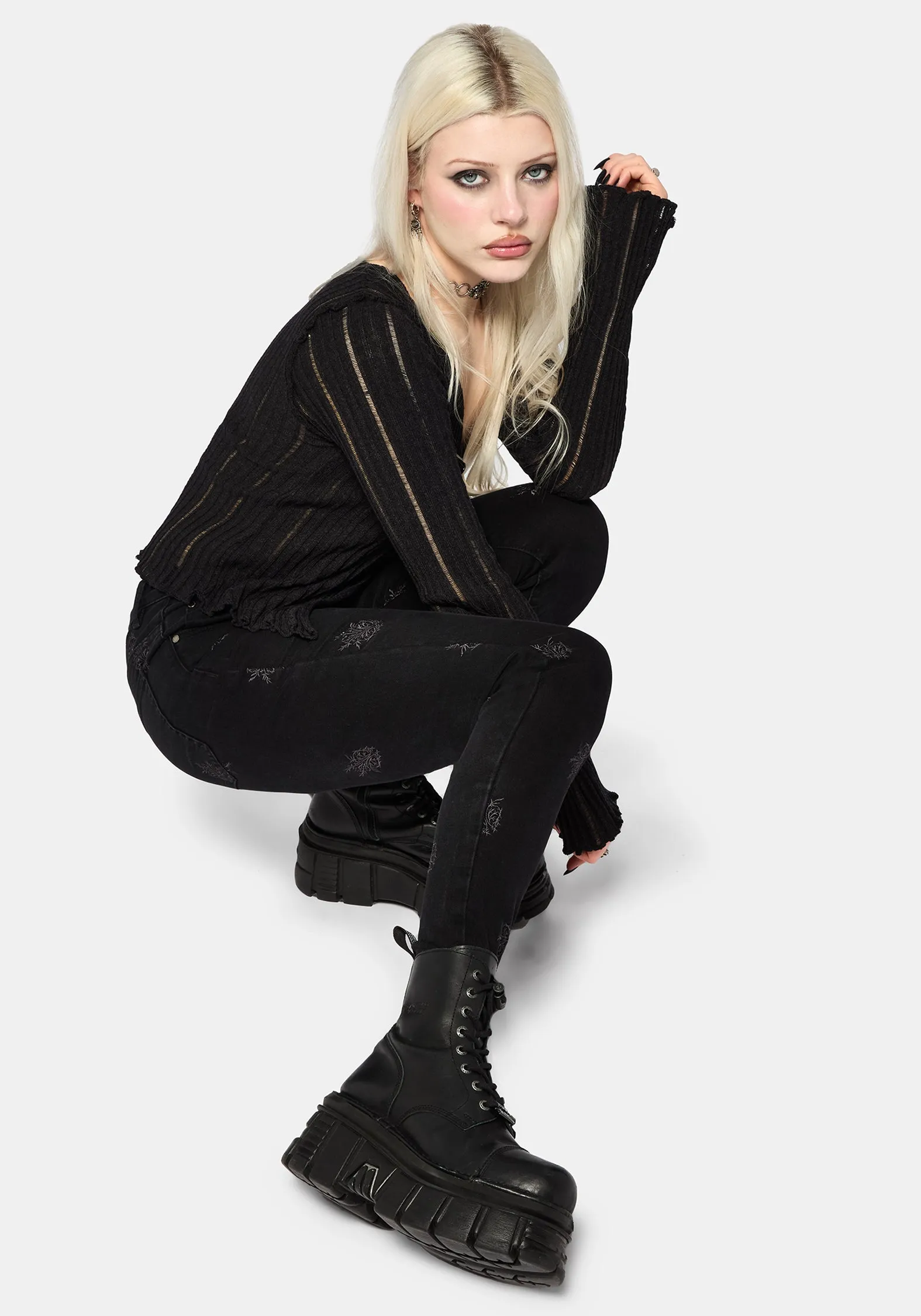 Selin Embroidered Denim Skinny Jean sold by Disturbia product image thumbnail 5