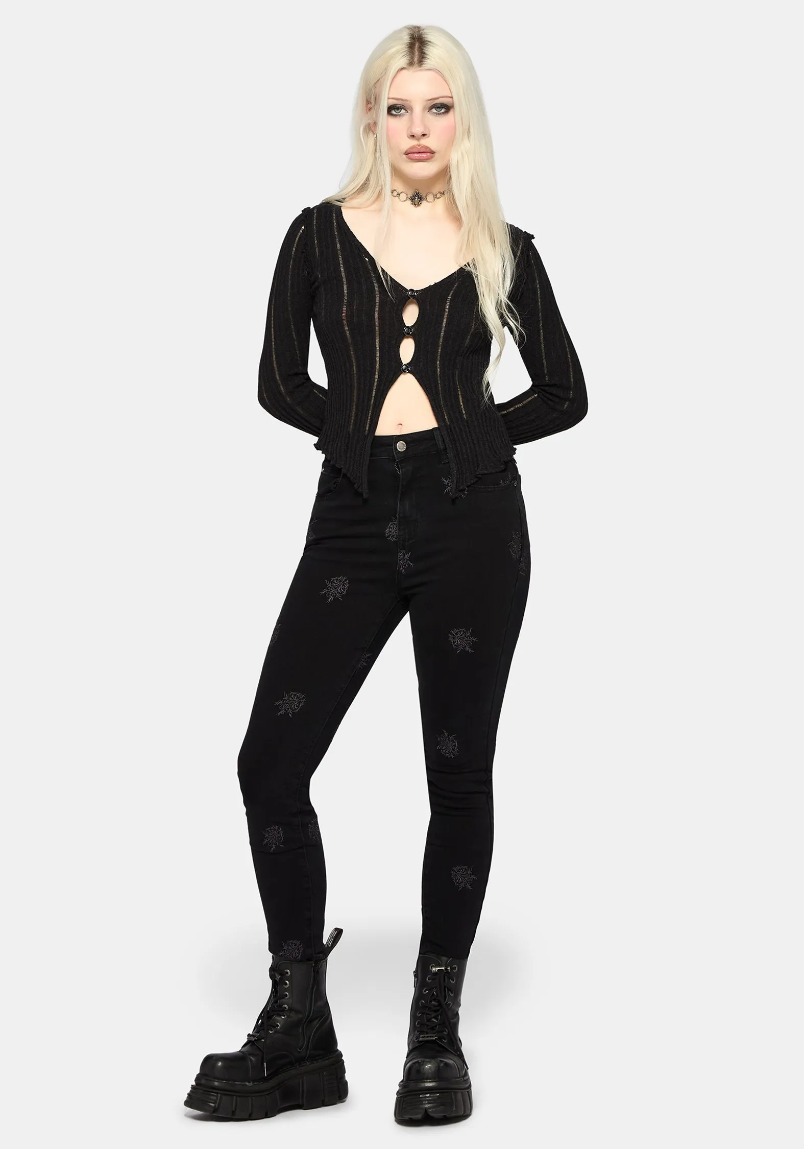 Selin Embroidered Denim Skinny Jean sold by Disturbia product image thumbnail 4