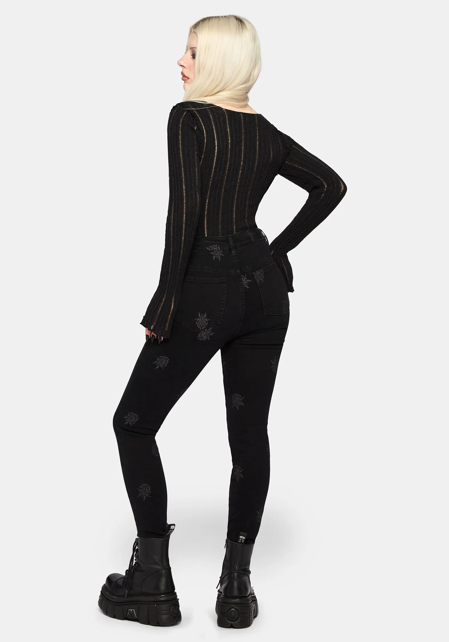 Selin Embroidered Denim Skinny Jean sold by Disturbia product image thumbnail 3
