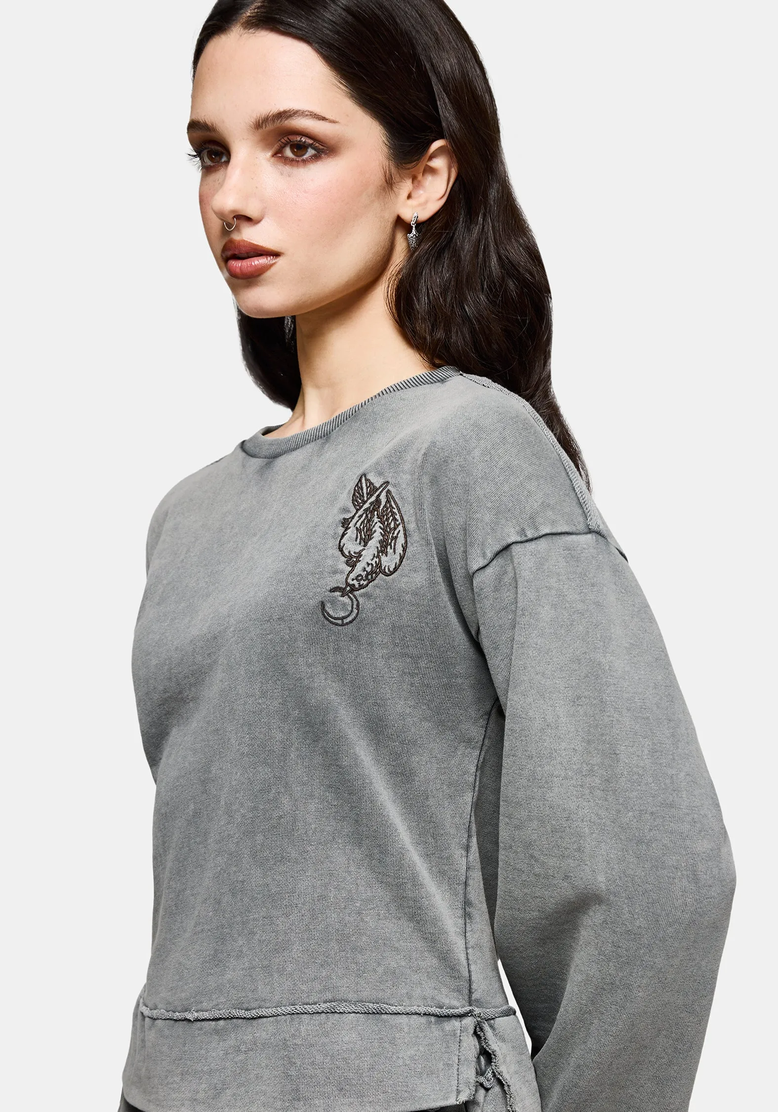 Sylph Fallen Dove Embroidered Sweatshirt sold by Disturbia product image thumbnail 4