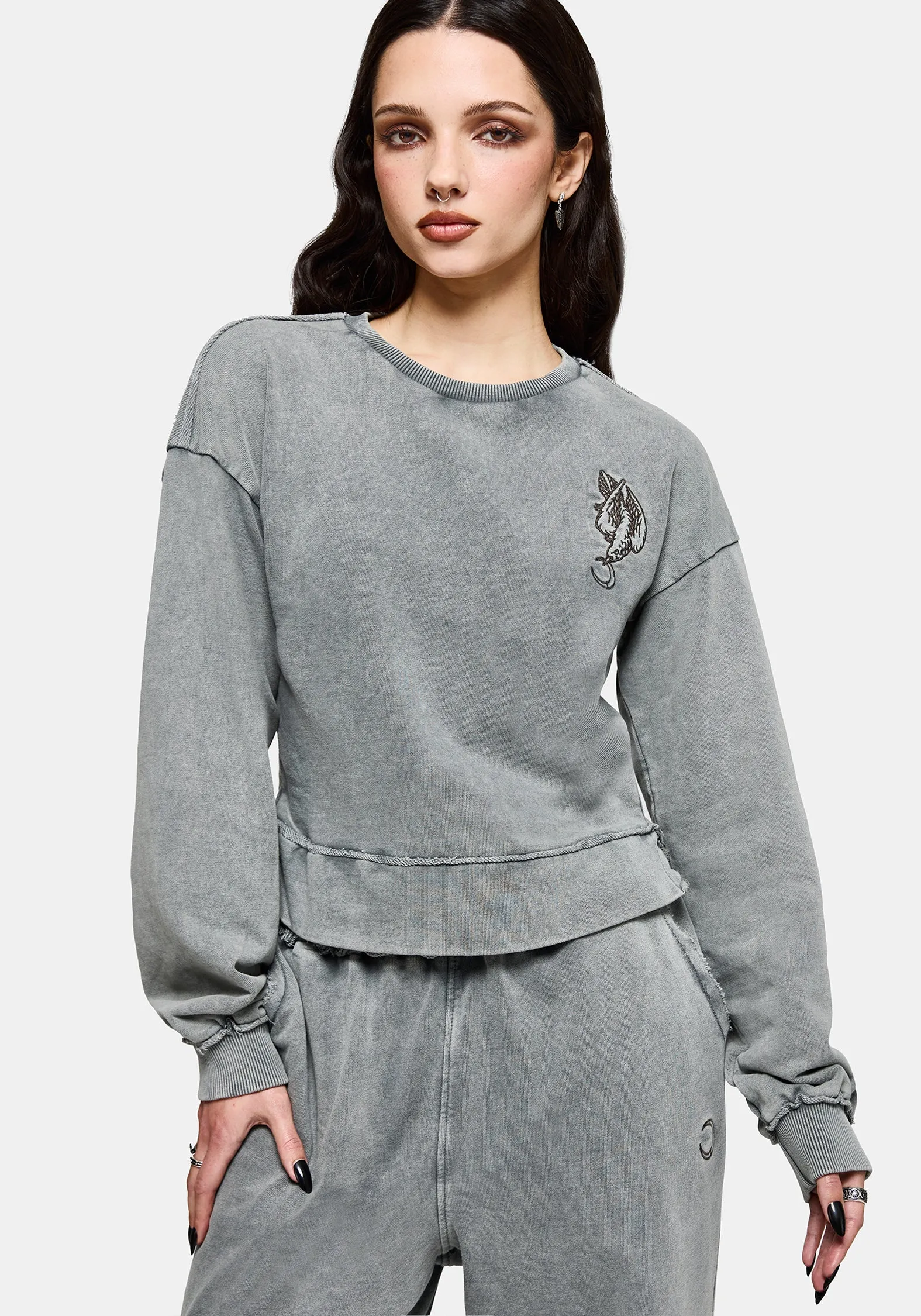 Sylph Fallen Dove Embroidered Sweatshirt sold by Disturbia