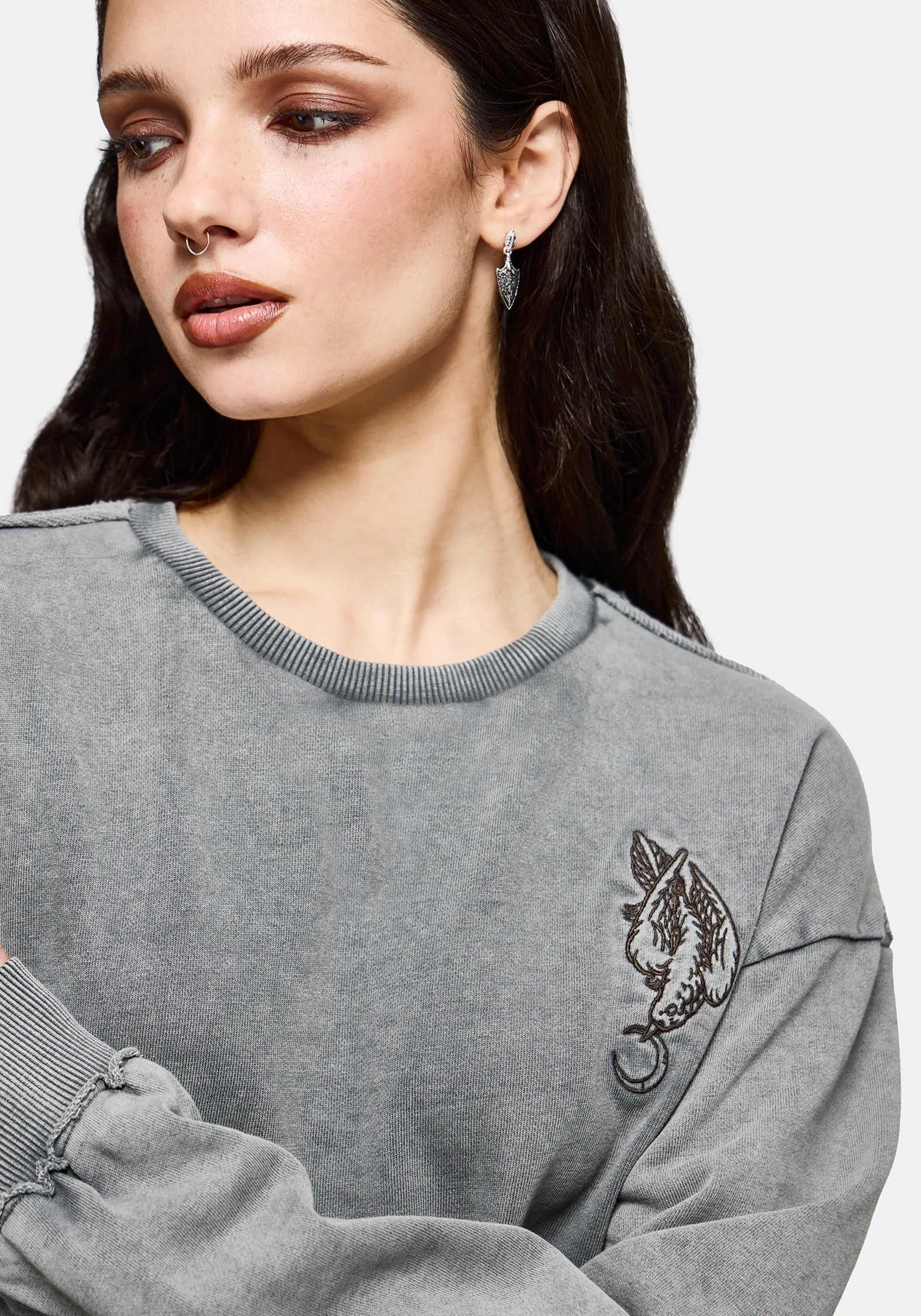 Sylph Fallen Dove Embroidered Sweatshirt sold by Disturbia product image thumbnail 5