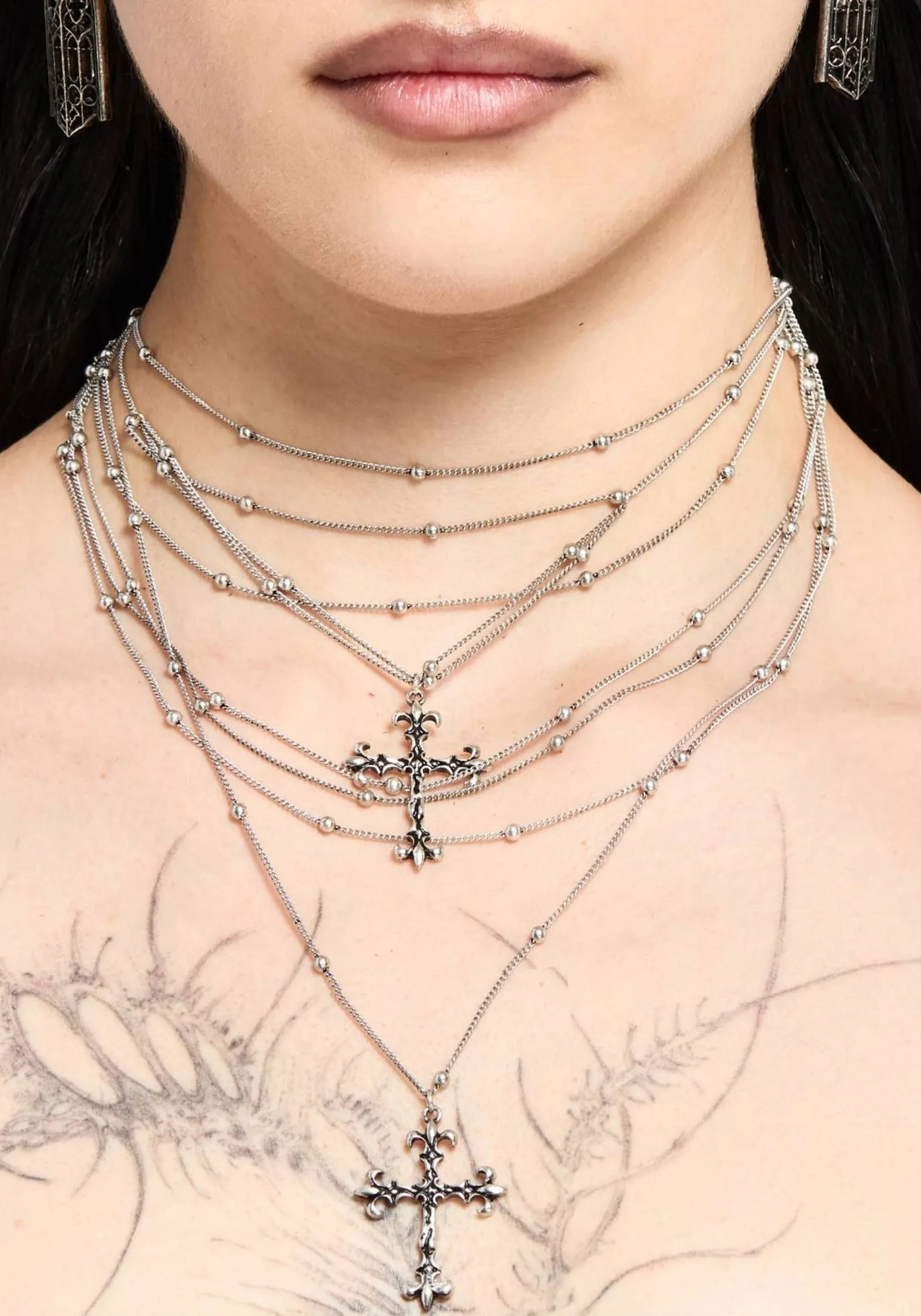 Chryx Layered Cross Necklace sold by Disturbia