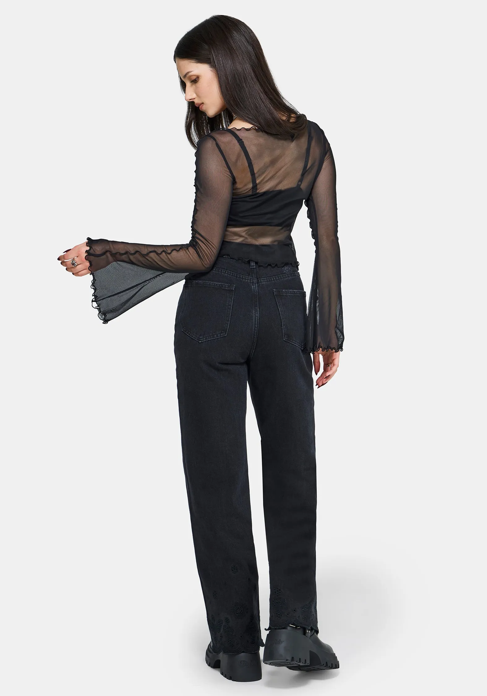 Erika Long Sleeve Seamed Mesh Top sold by Disturbia product image thumbnail 3